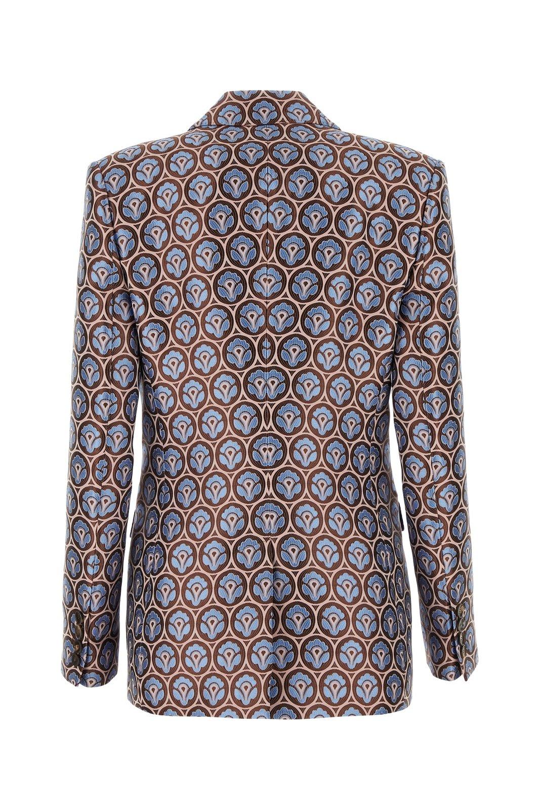 Shop Etro Floral Jacquard Single-breasted Blazer In Blue