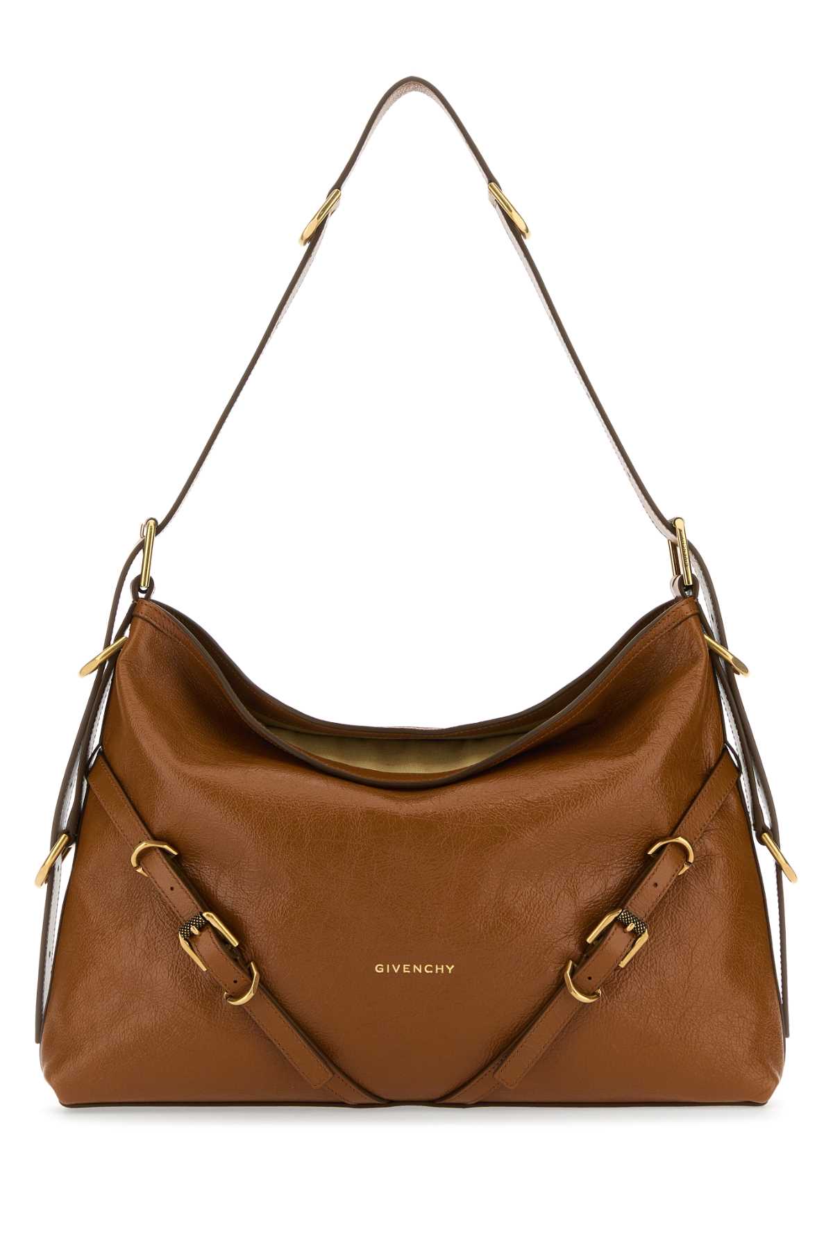 Givenchy Caramel Leather Medium Voyou Shoulder Bag In Softtan