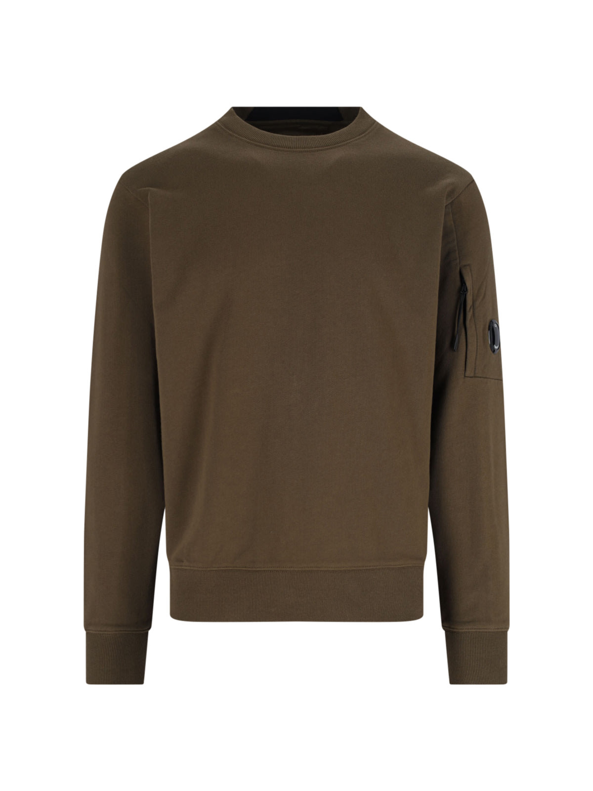 C.p. Company Diagonal Raised Fleece Crew Neck Sweatshirt In Brown