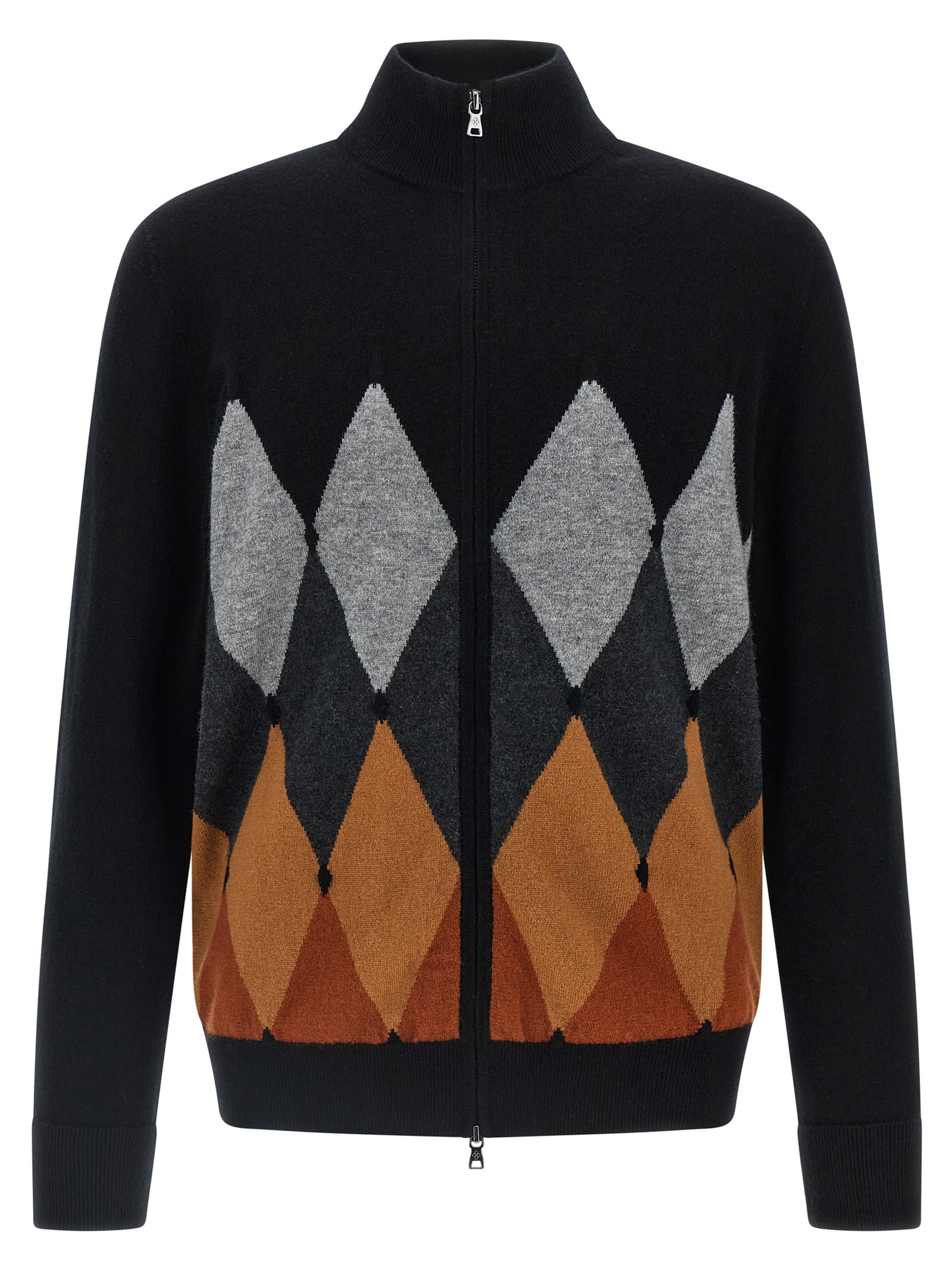 Ballantyne Cardigan Argyle Sweaters And Cardigans Black In Black