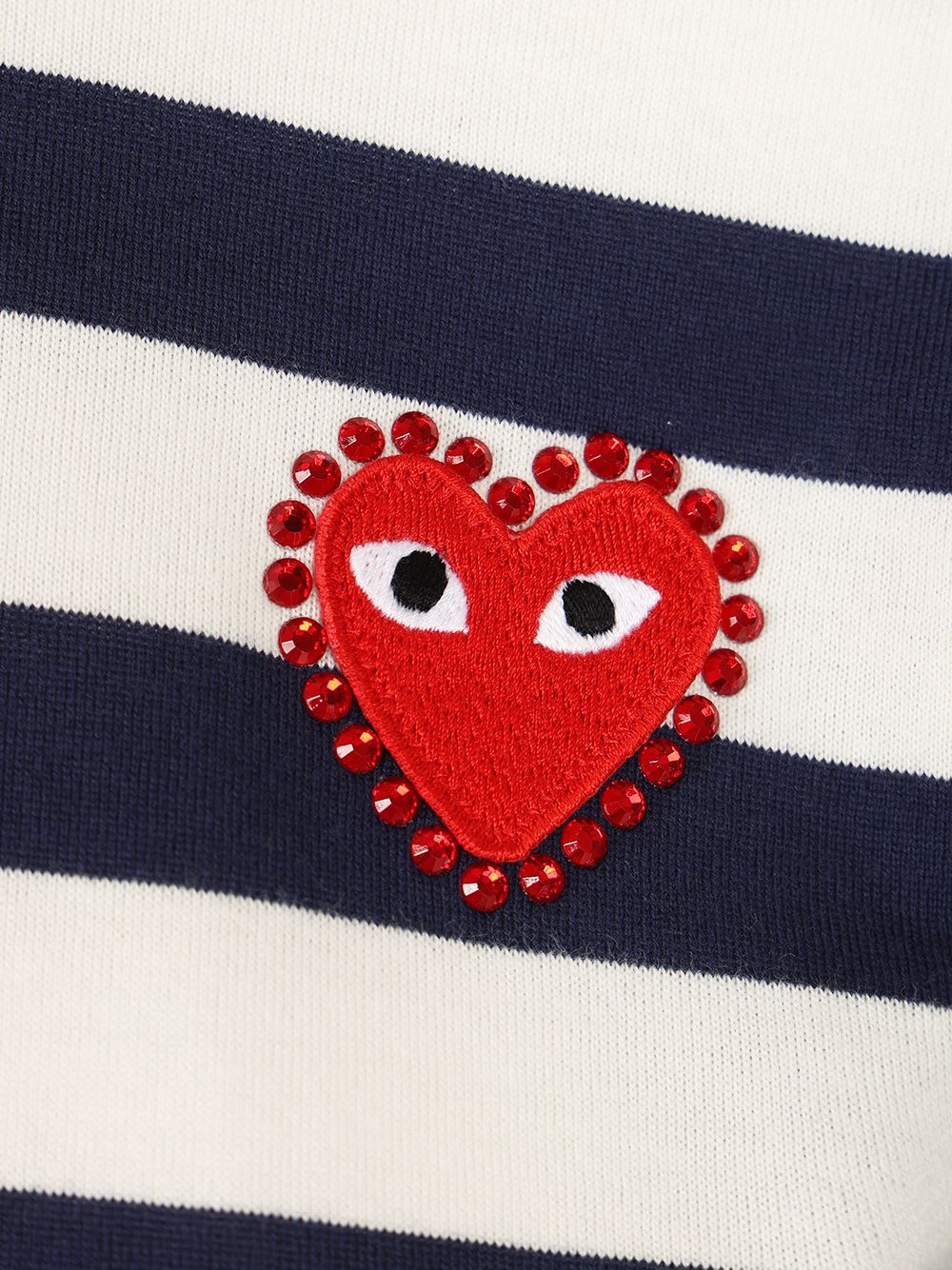 Comme Des Garçons Play T-shirt Rhinestone Red Heart In Multicolor