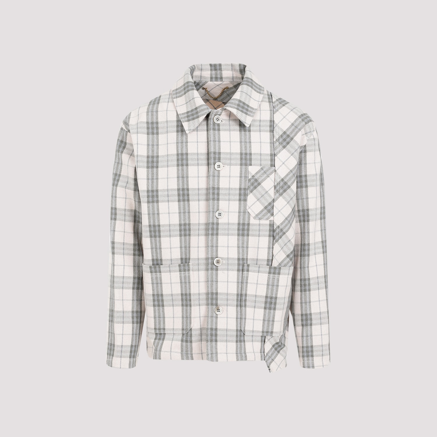 Shop Golden Goose Work Check Shirt In Ecru Green