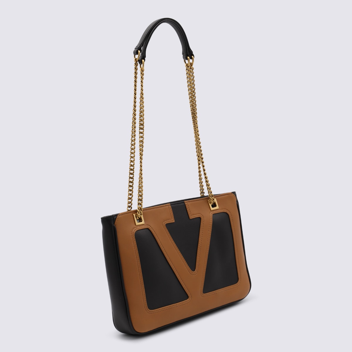 Valentino Black And Brown Viva Superstar Totes In Multi