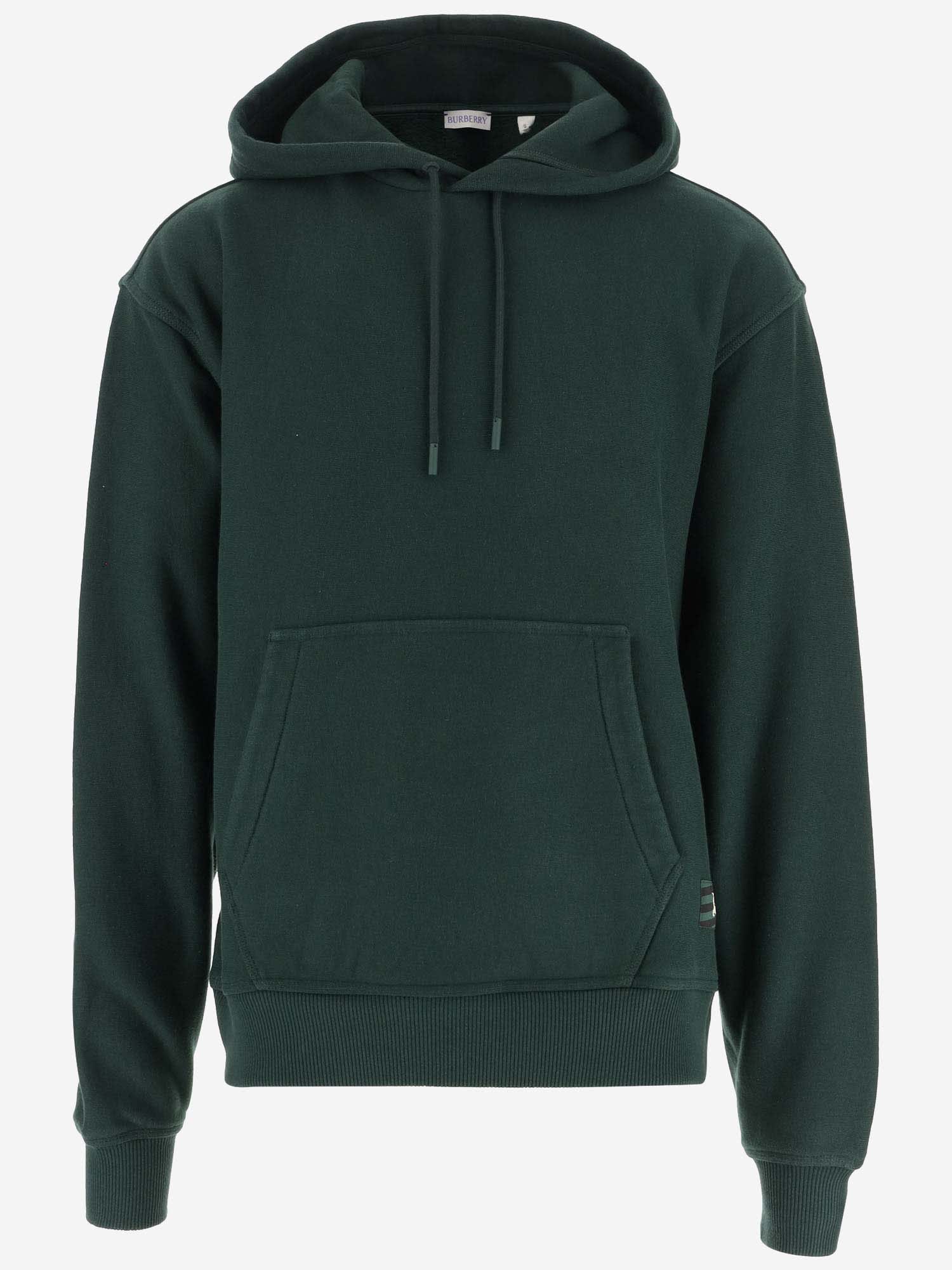 Burberry Logo Cotton Hoodie In Ivy
