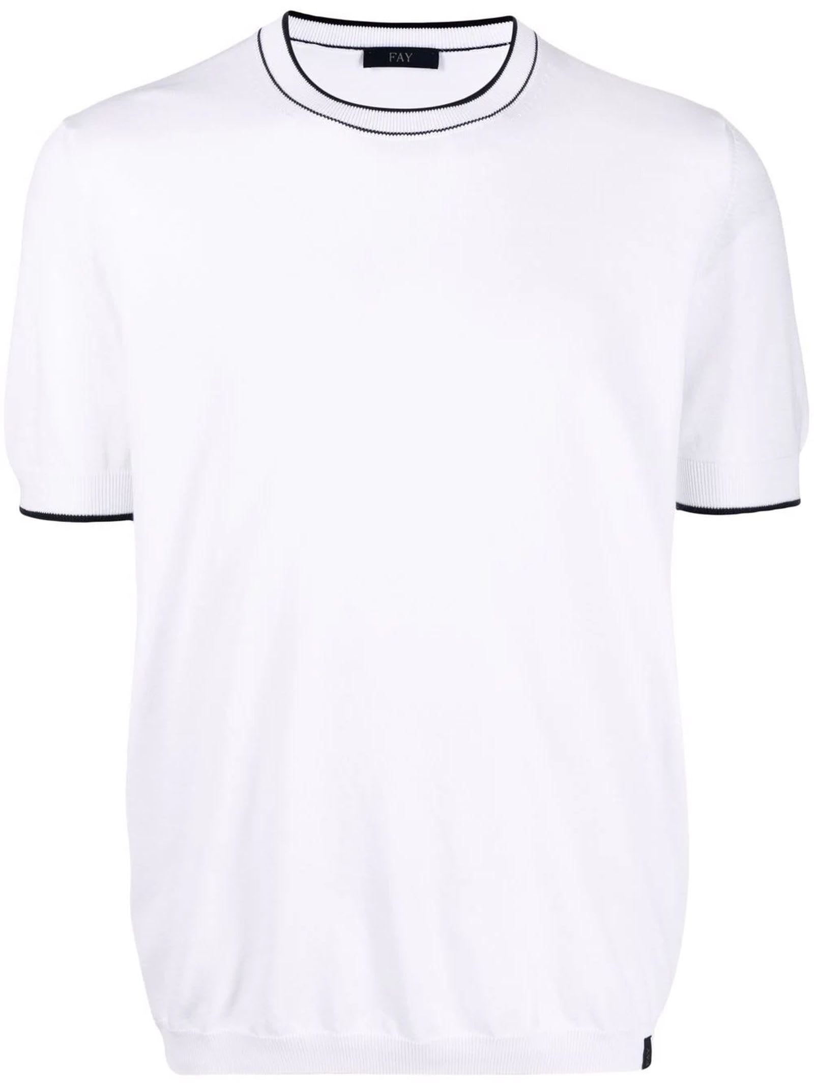 Fay T-shirt In White Cotton Knit