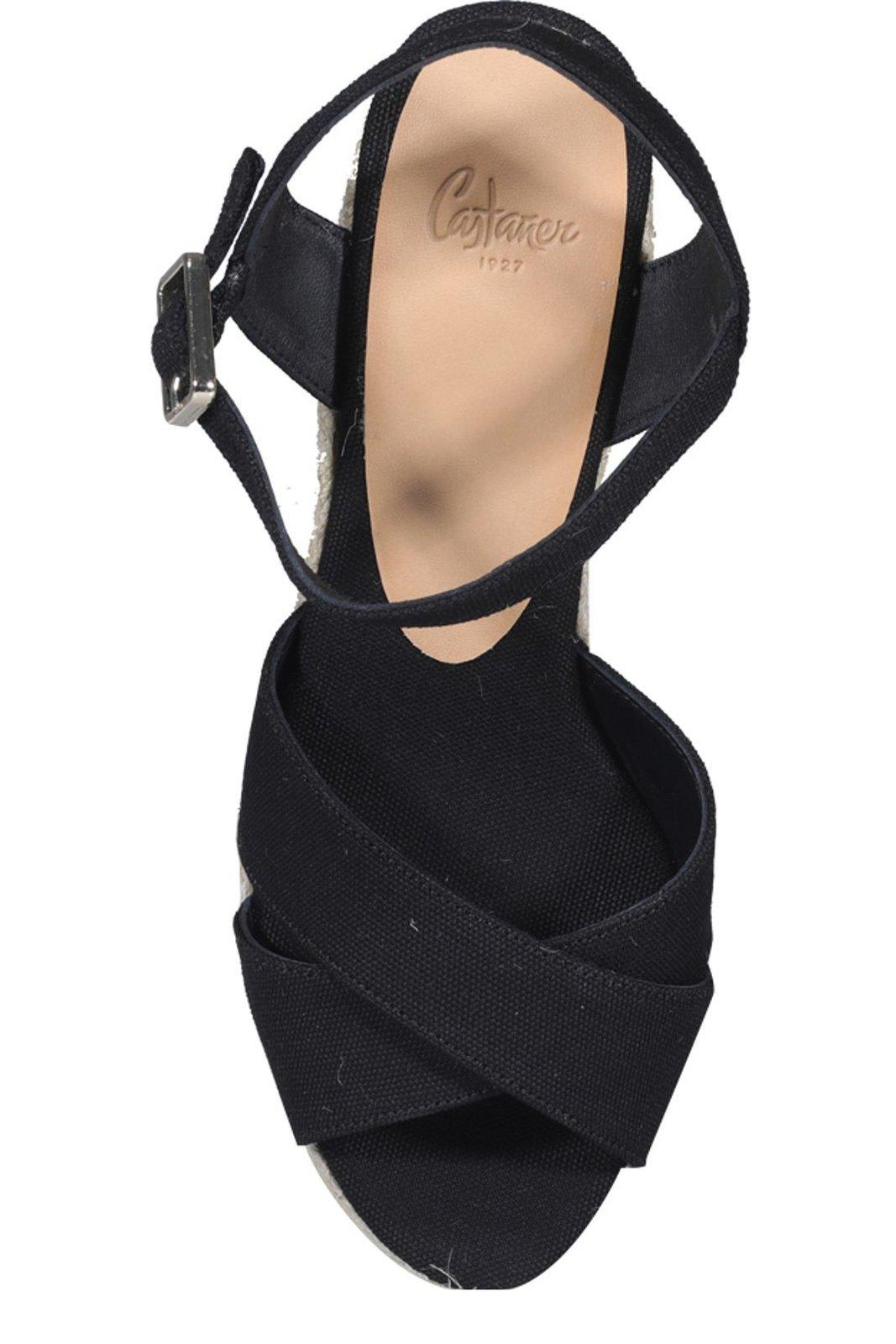 Shop Castaã±er Blaudell Buckle-fastened Wedge Sandals In Black