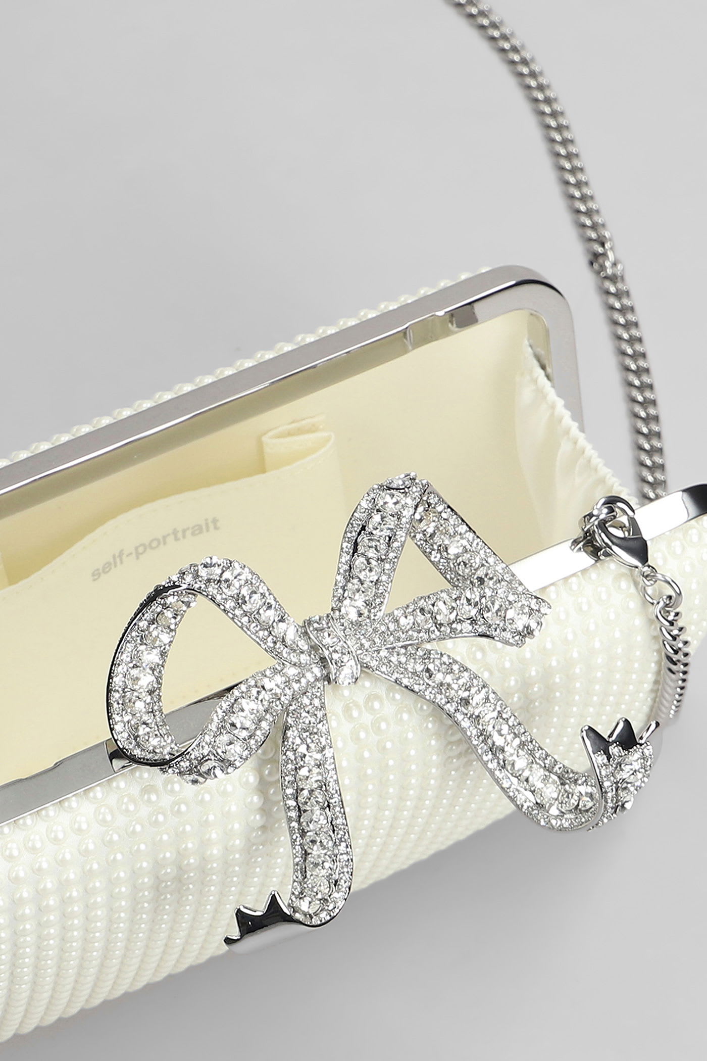 Self-portrait Clutch In White Polyester