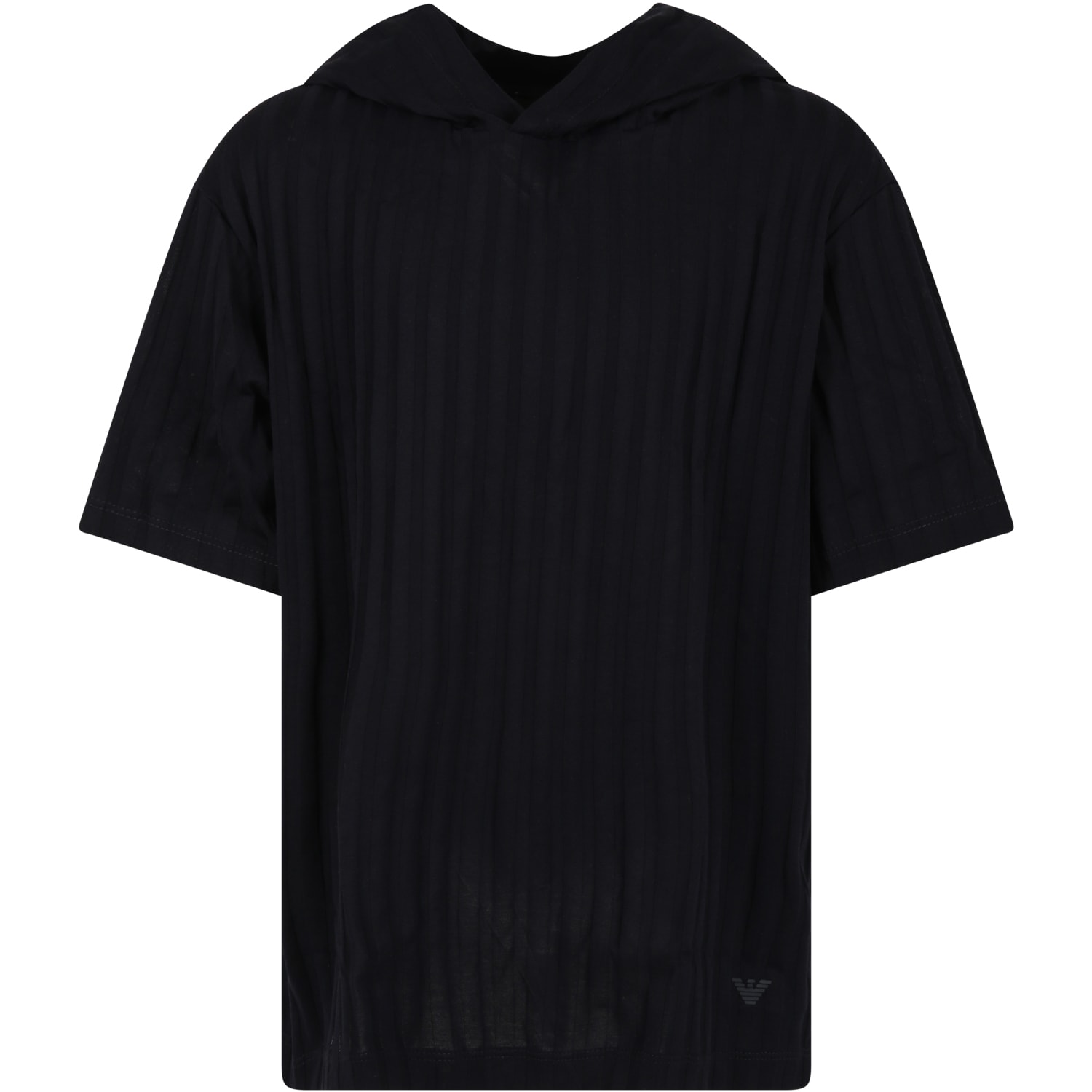 Armani Collezioni Black T-shirt For Boy With Iconic Eaglet