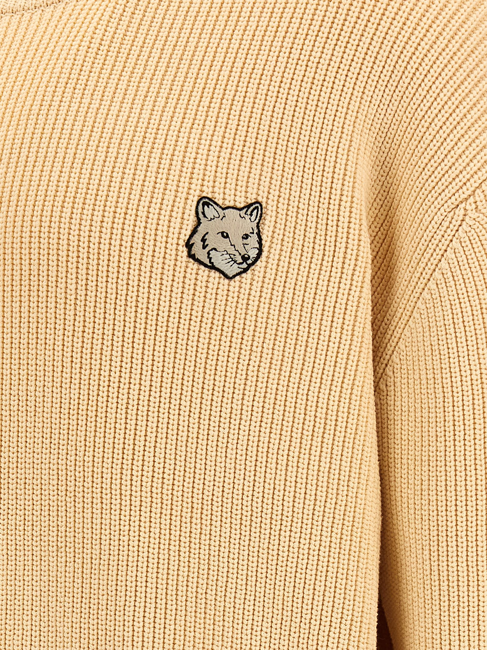 Shop Maison Kitsuné Bold Fox Head Sweater In Beige