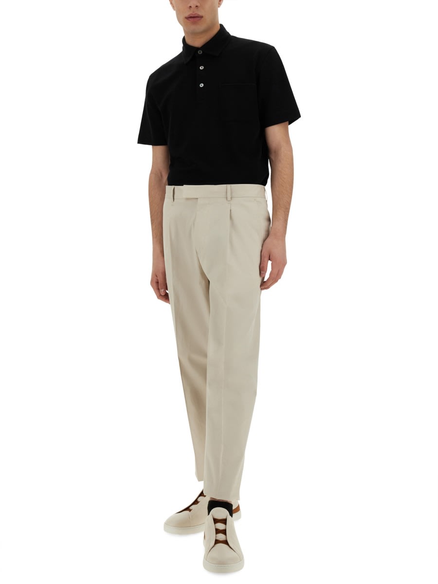 Shop Zegna Pants With Pleat In Beige