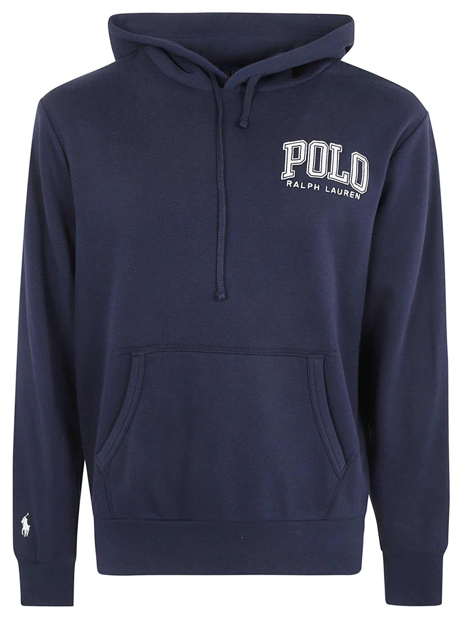 Shop Ralph Lauren Chest Logo Embroidered Hoodie In Navy