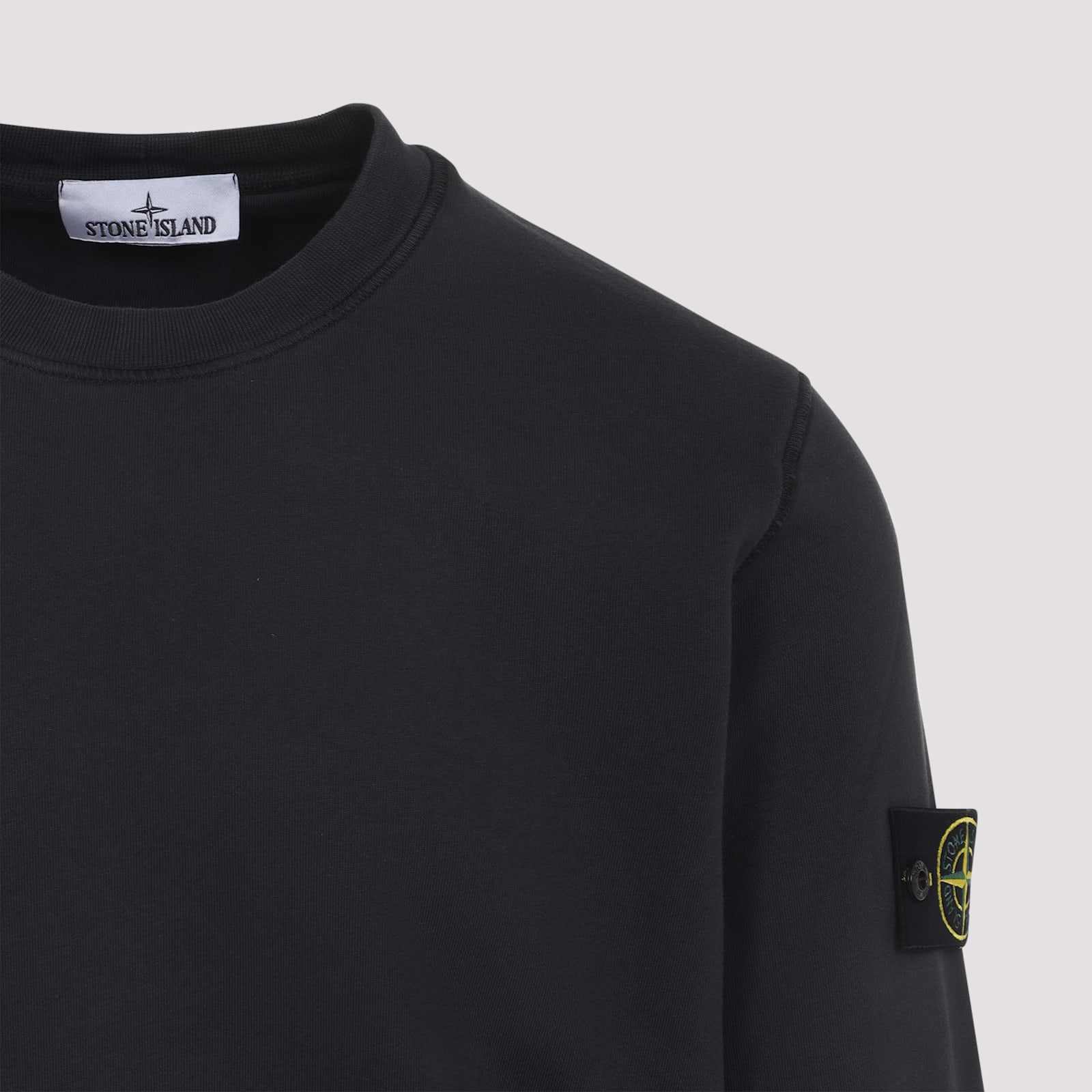 Stone Island Vanisé Brushed Heavy Cotton Sweatshirt In Black