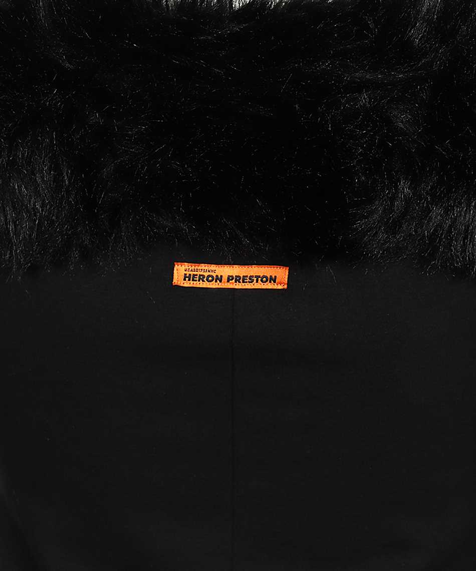 Heron Preston Fur-trimmed Strapless Mini Dress In Black