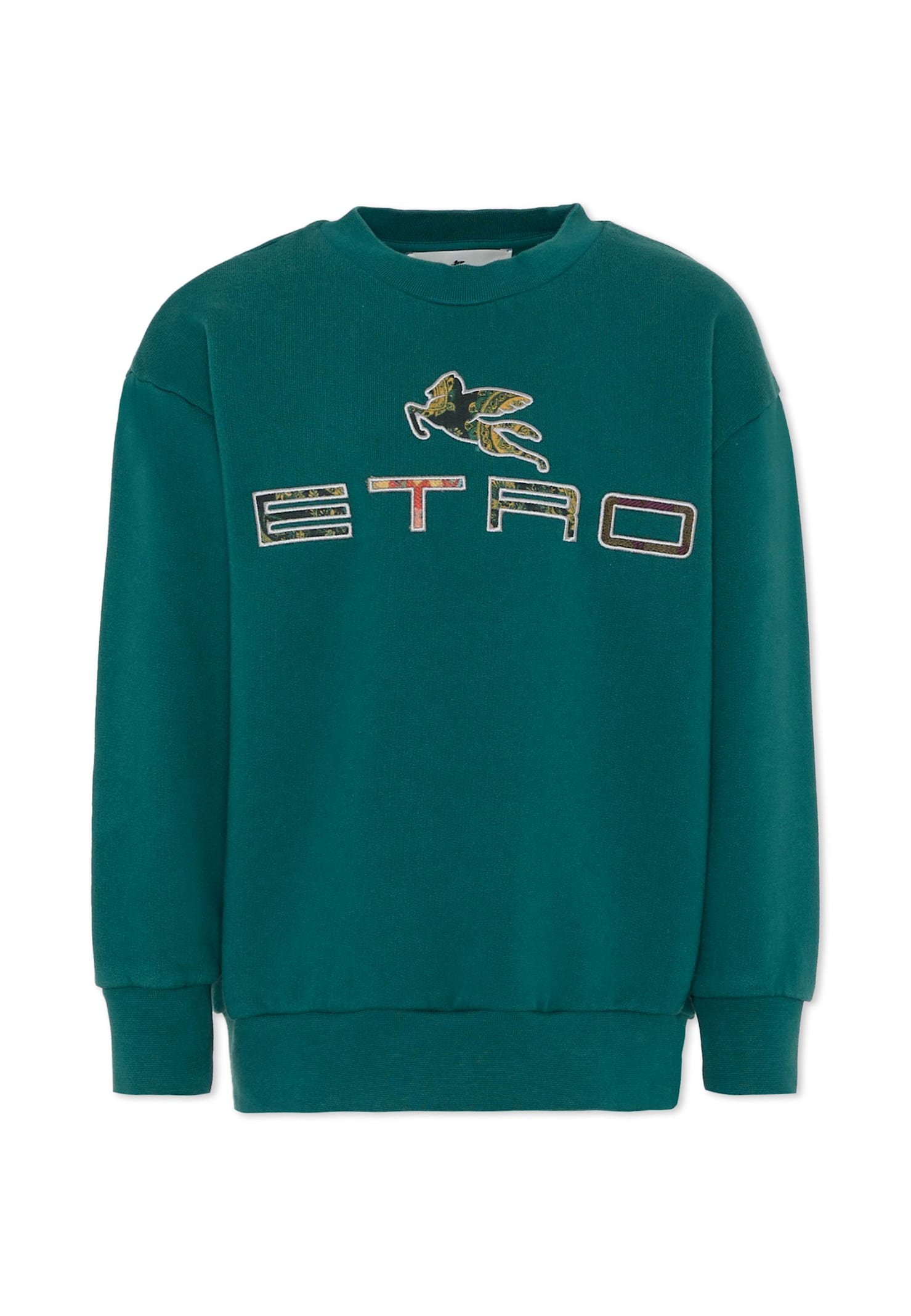 Etro Green Sweatshirt With Logo And Pegasus For Kids In Green