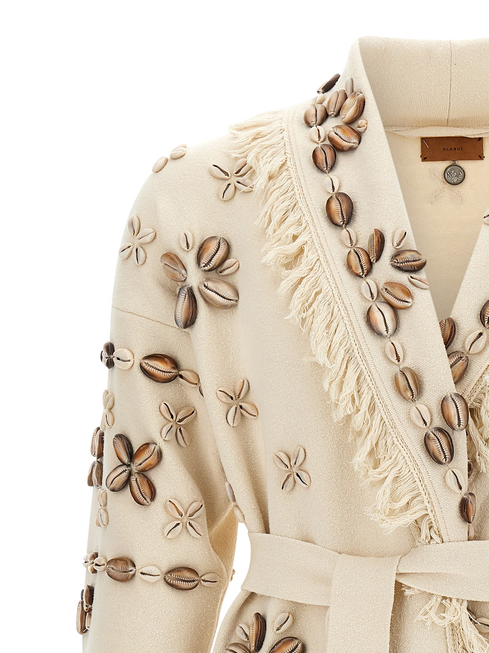 Alanui Ocean Dream Fringe Cardigan With Shell Embellishments In Multicolor