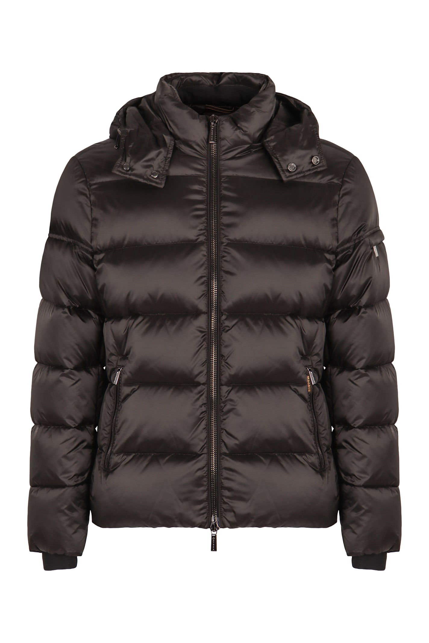 Moorer Hooded Quilted Down Jackets With Side Pockets In Gray