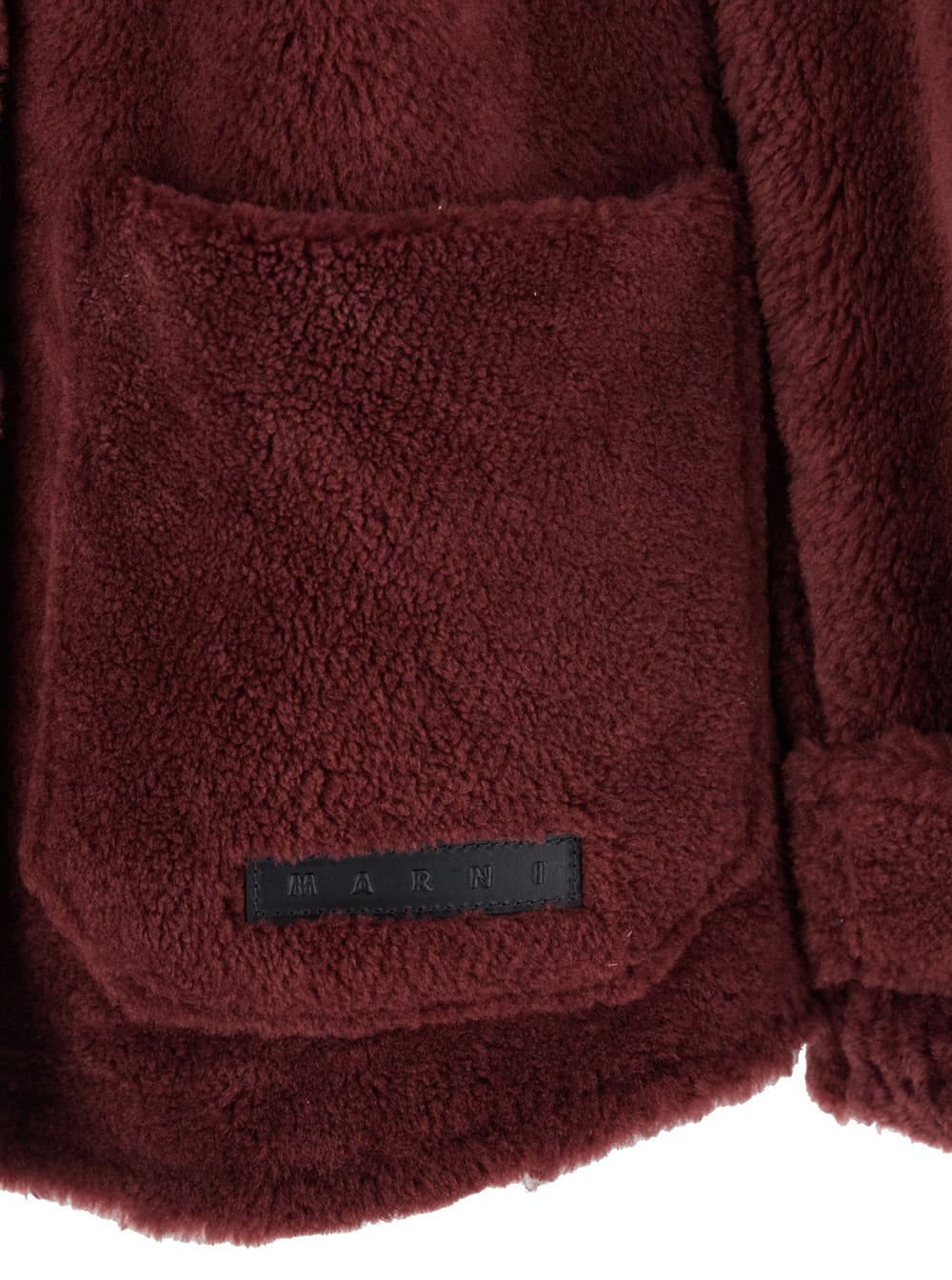 Marni Brown Jacket With Hood With Buttons And Logo Patch On The Front In Fur Woman In Brown