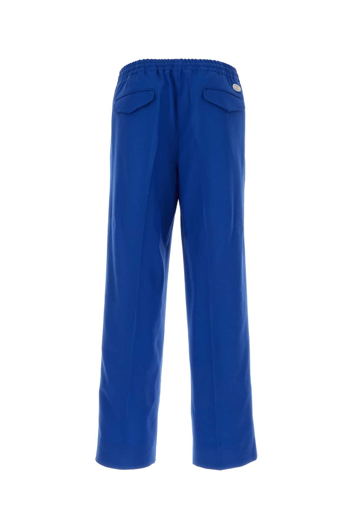 Shop Gucci Electric Blue Wool Blend Pants In Elecrticbluemix