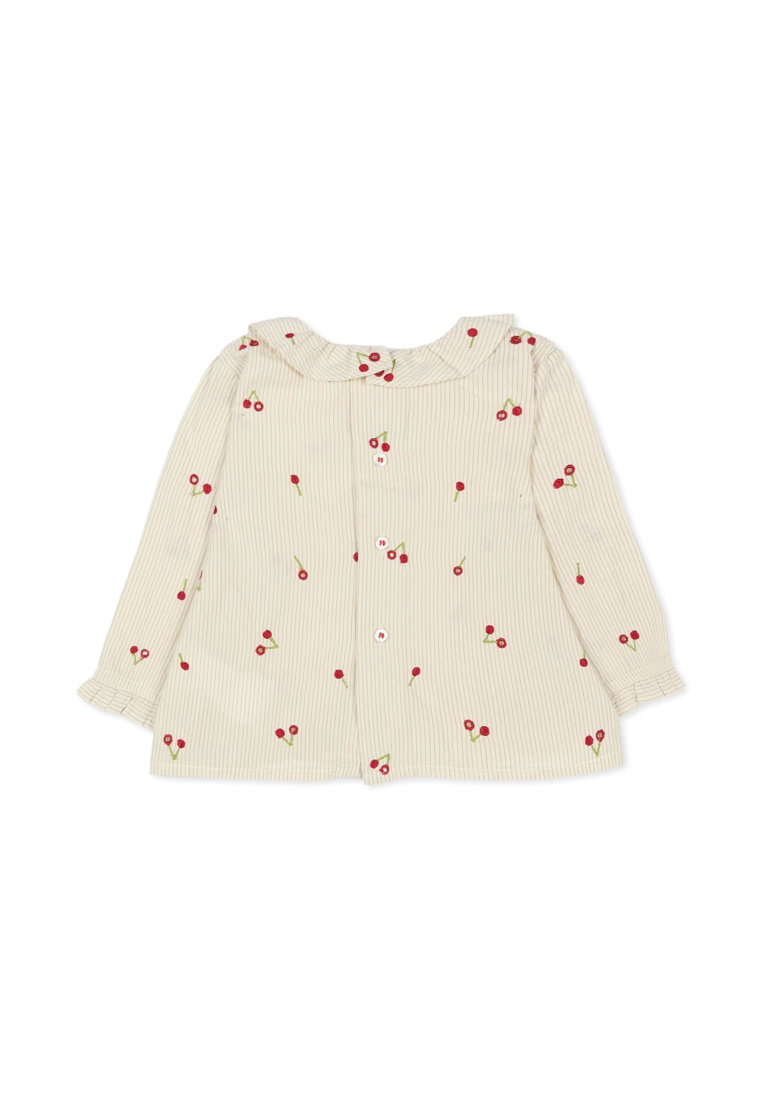 Bonpoint Ivory Shirt For Baby Girl With Cherries In White