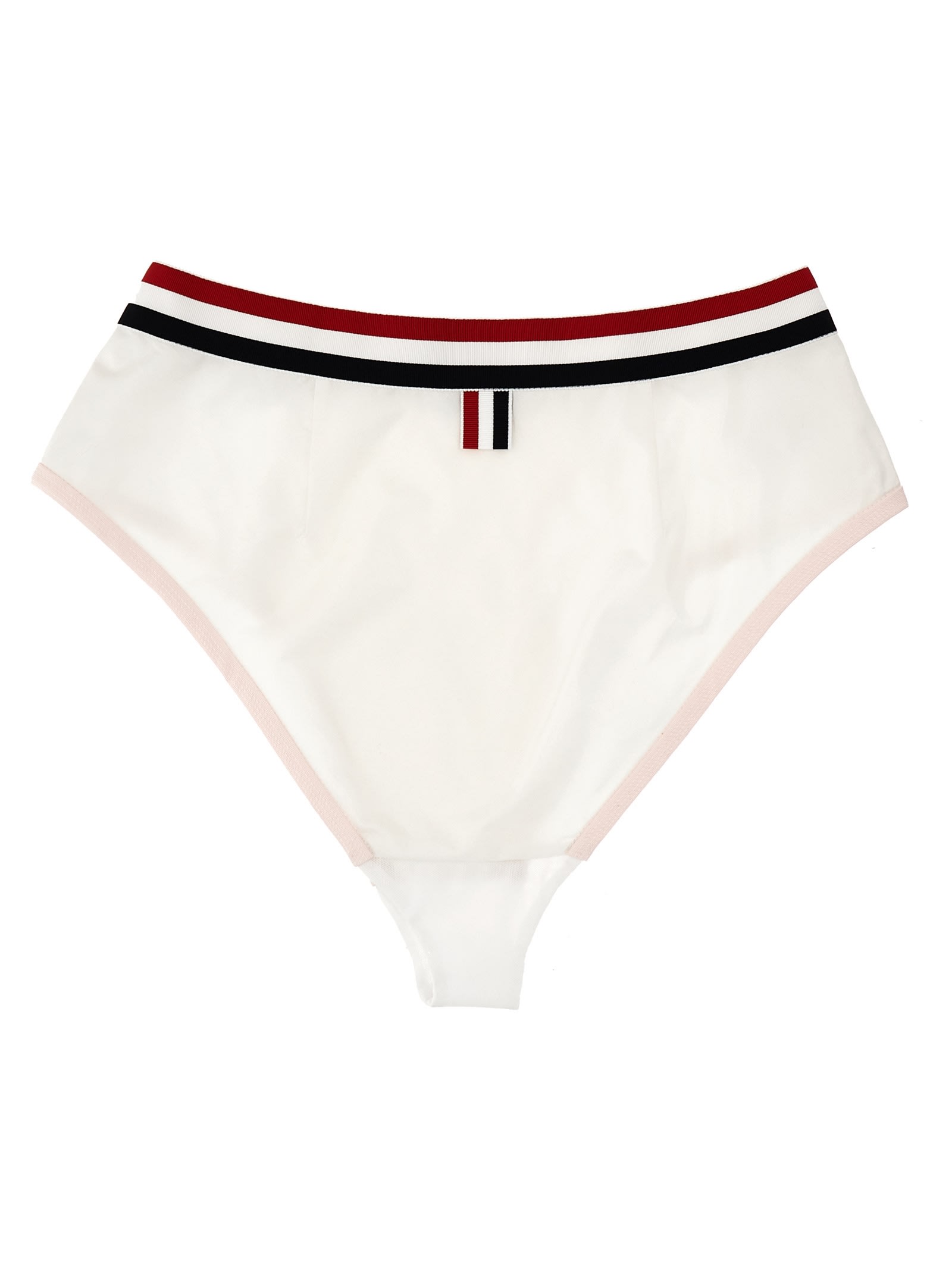 Thom Browne Color-block Briefs With Elastic Waistband And Sheer Panels In White