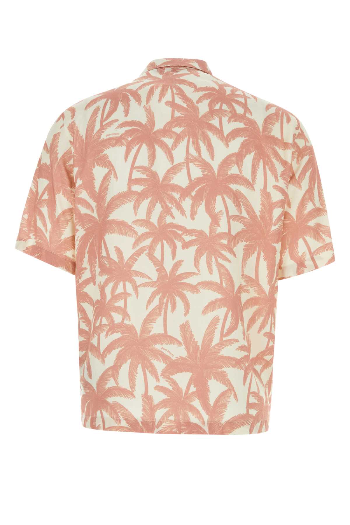 Shop Palm Angels Printed Viscose Shirt In Whitepink