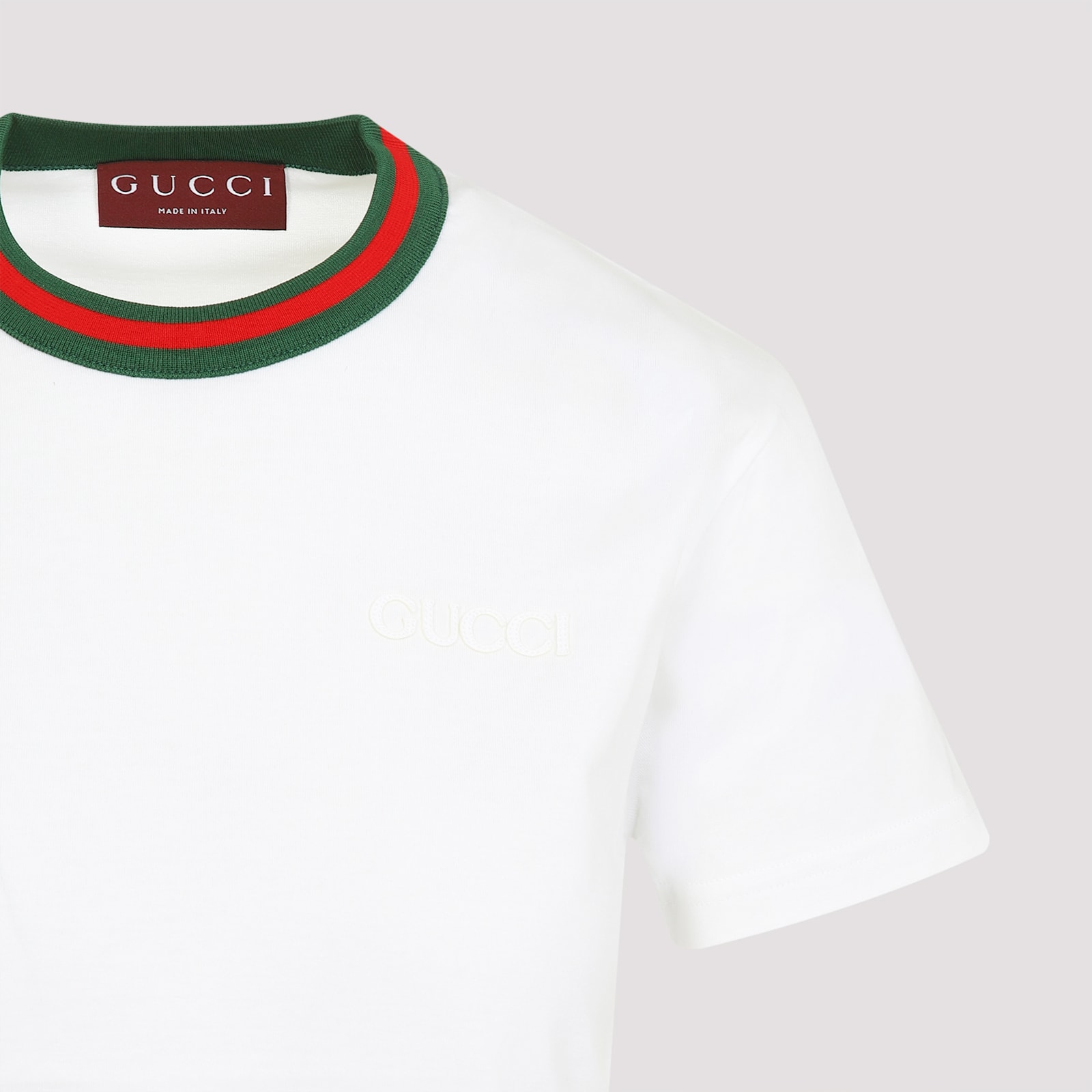 Gucci Web Detail T-shirt In White Mix