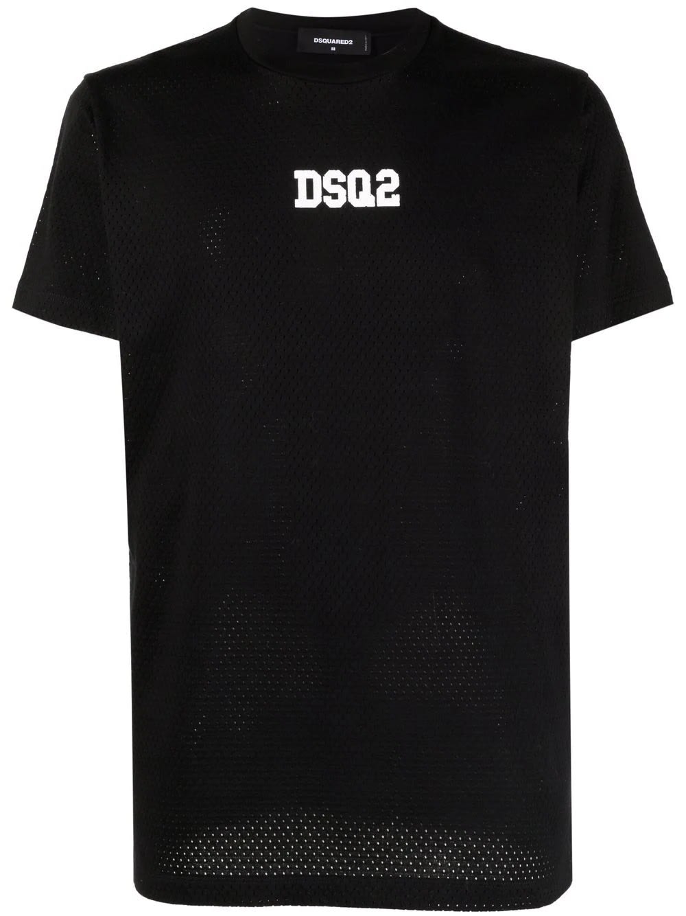 Dsquared2 Man Black Cotton Micro Mesh Dsq2 T-shirt