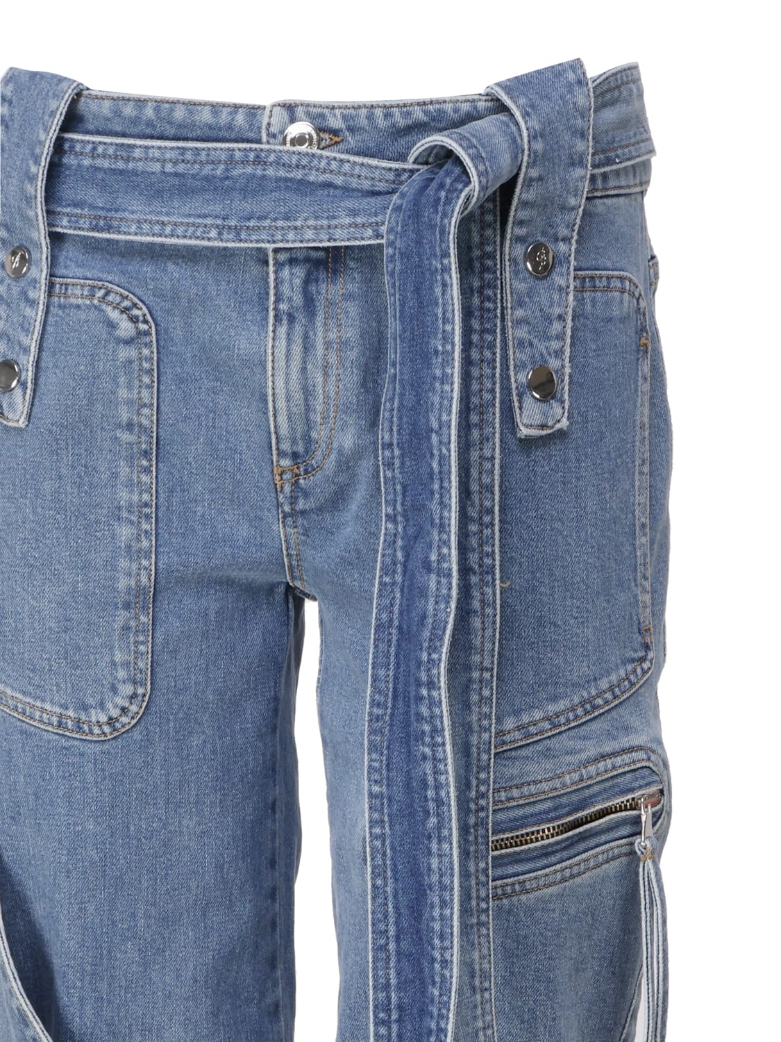 Shop Blumarine Cargo Jeasn With Belt In Medium Wash Jeans