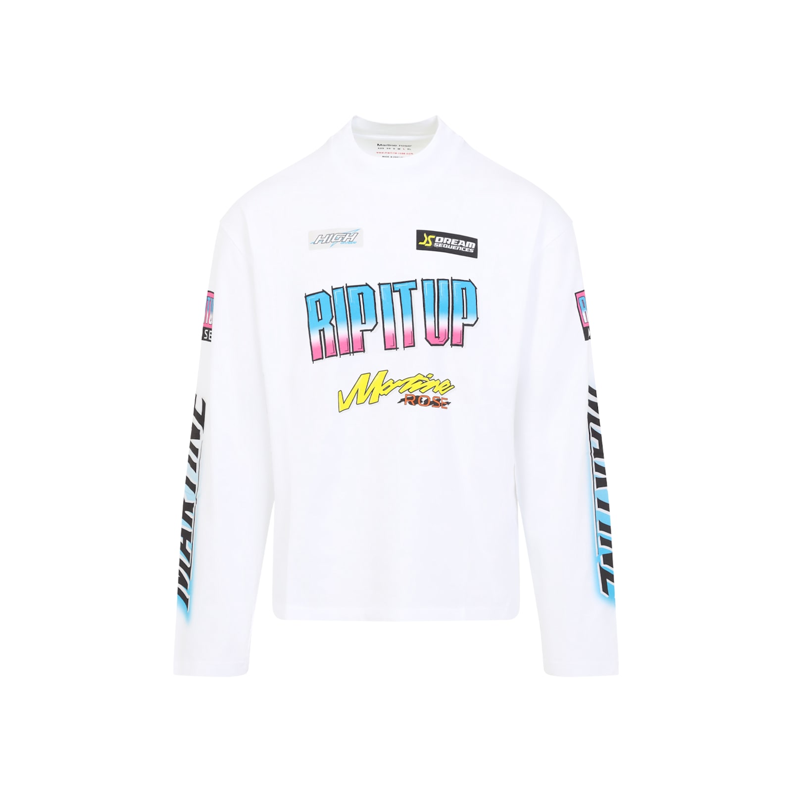 Shop Martine Rose Martin Rose Funnel Neck L/s T-shirt In Wht White Bmx