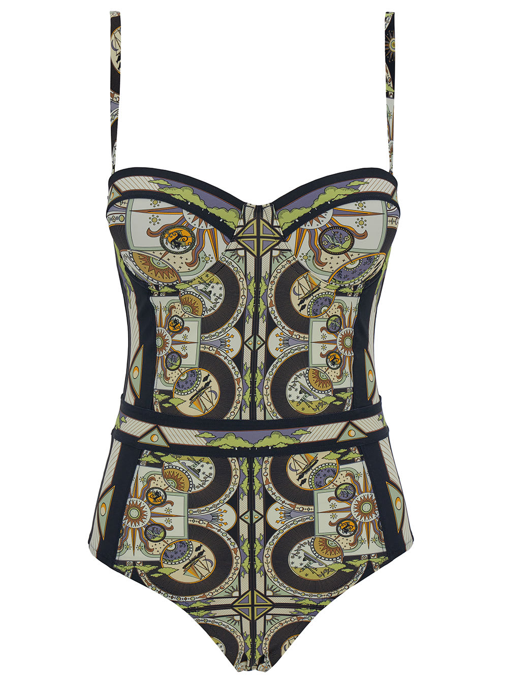 TORY BURCH MULTICOLOR ONE-PIECE WITH ALL-OVER GRAPHIC PRINT IN NYLON BLEND WOMAN