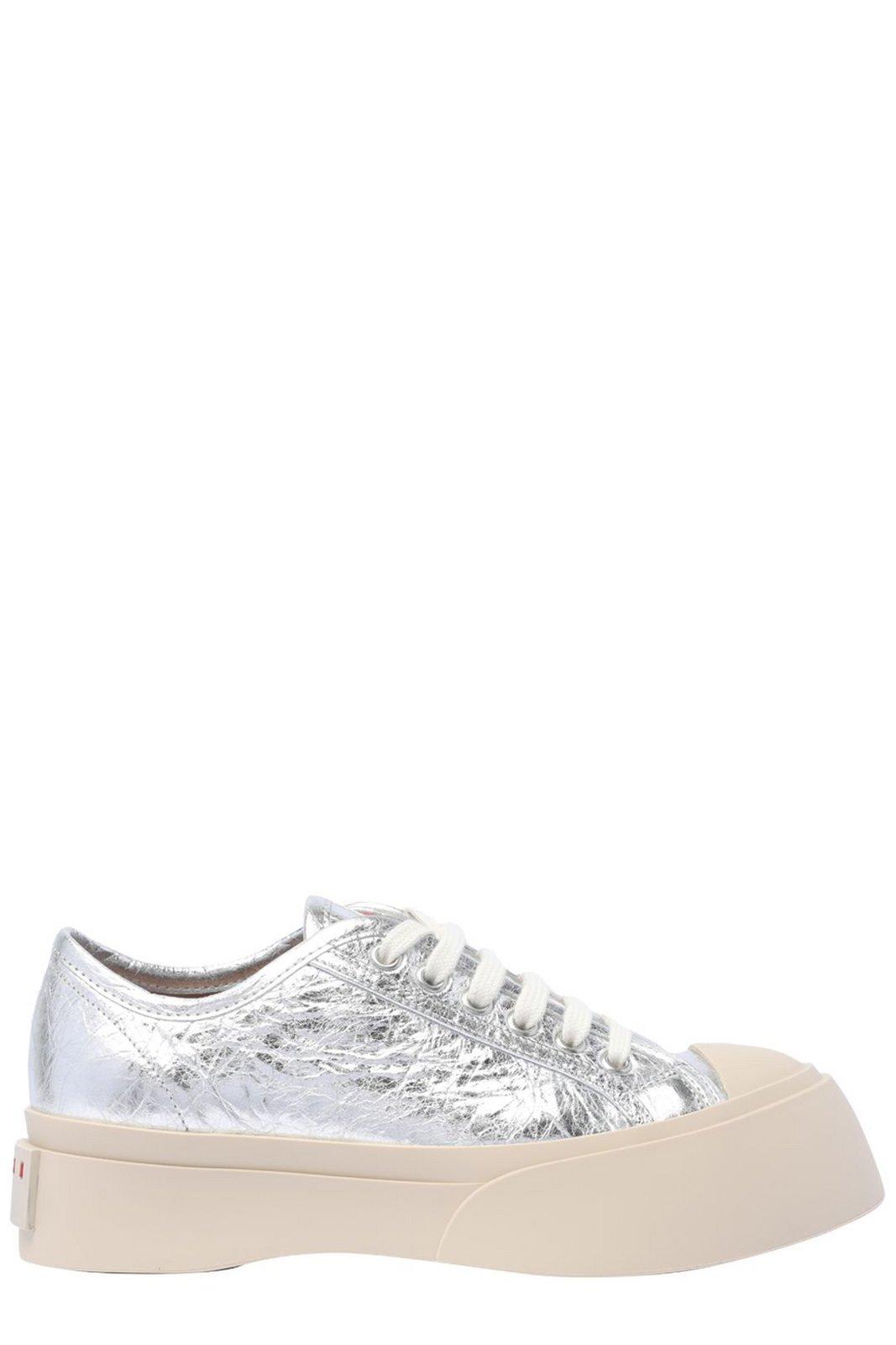 Shop Marni Pablo Lace-up Sneakers In Silver