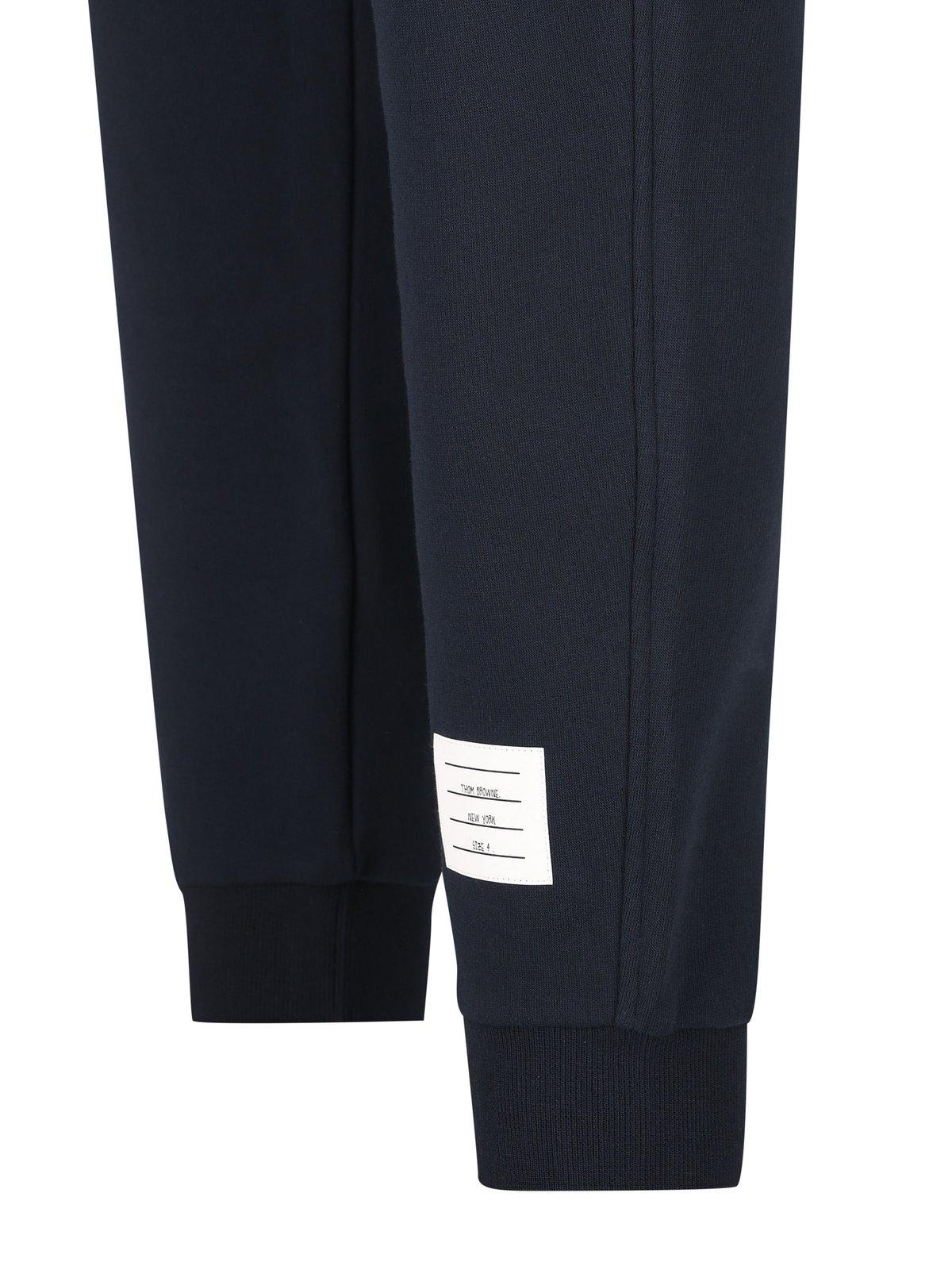 Thom Browne Color Block Fleece Joggers For Men In Blue