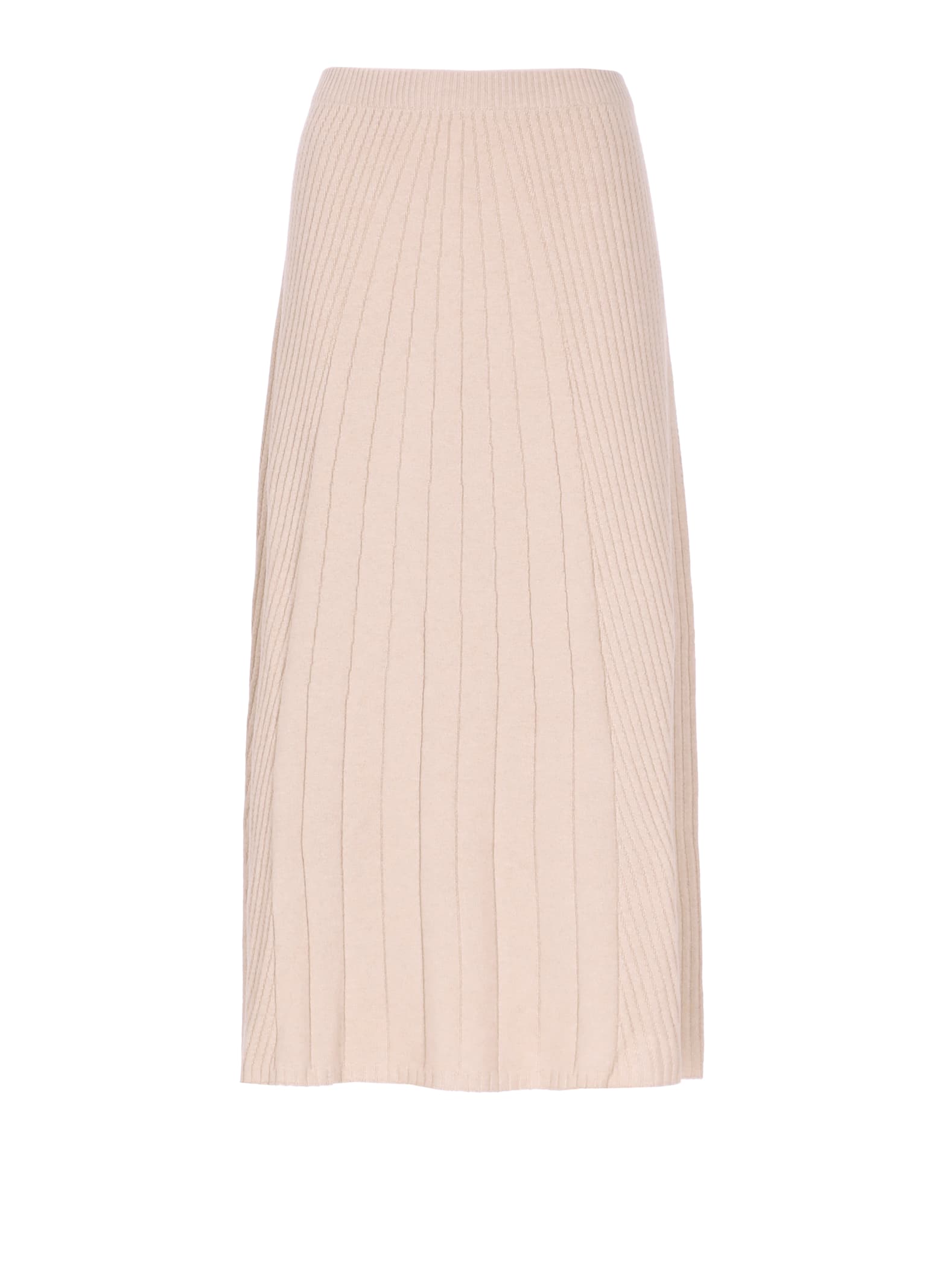 D Exterior Beige Cashmere And Wool Midi Skirt In Pink