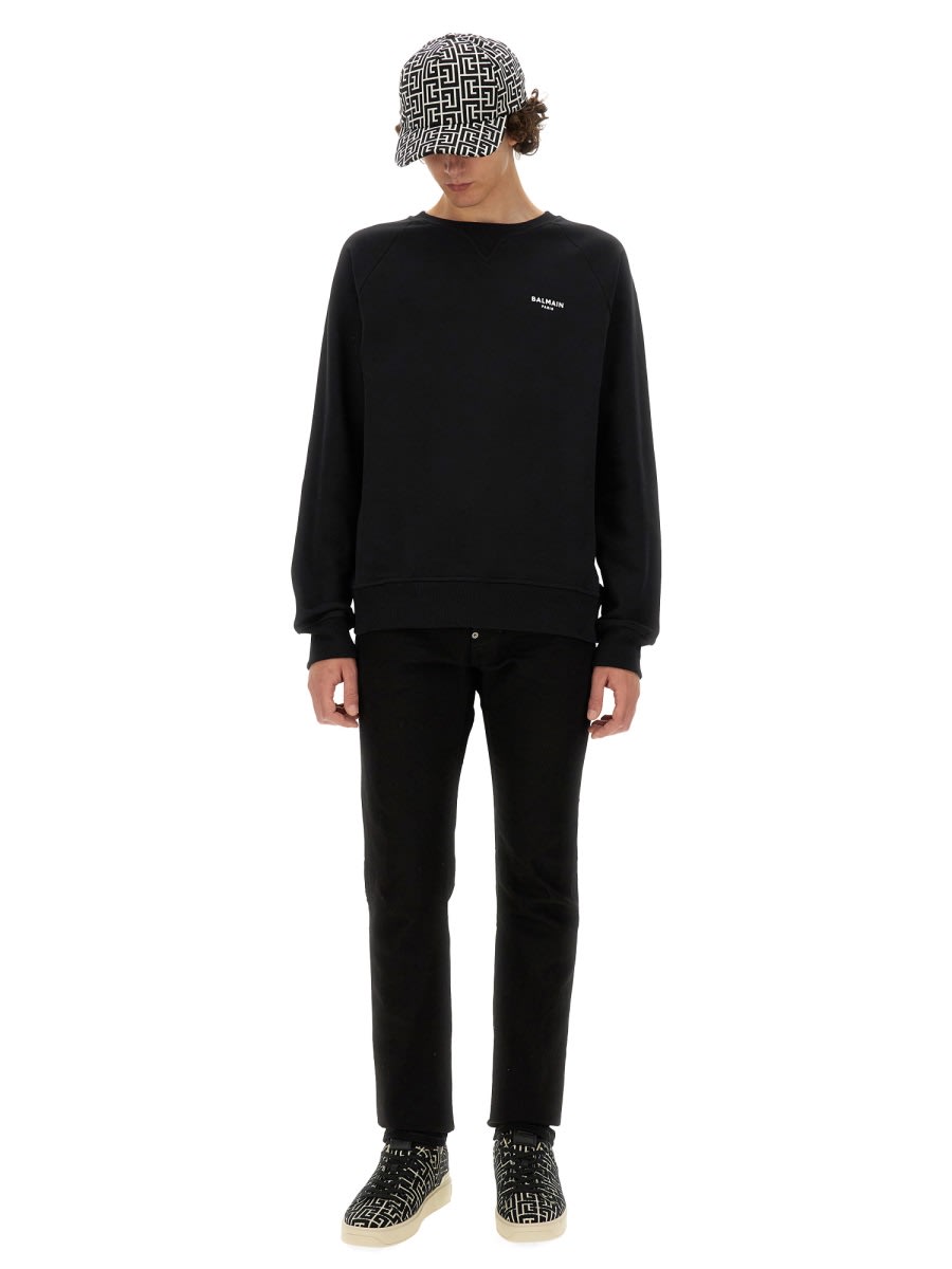 Shop Balmain Sweatshirt With Logo In Black