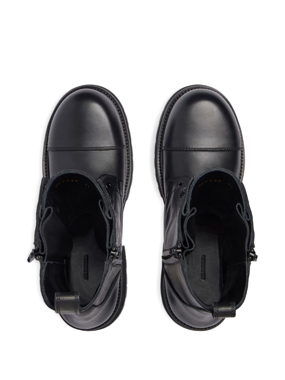 Balenciaga Rugged Leather Ankle Boots With Chunky Sole In Black