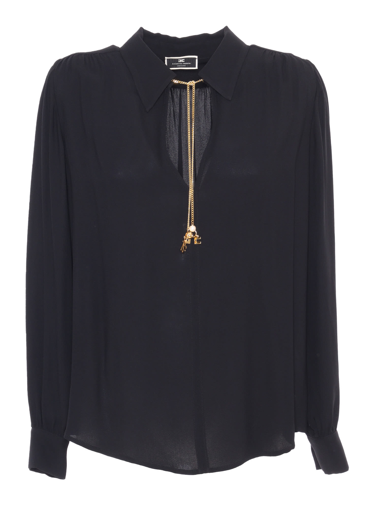 Shop Elisabetta Franchi Black Shirt With Jewel