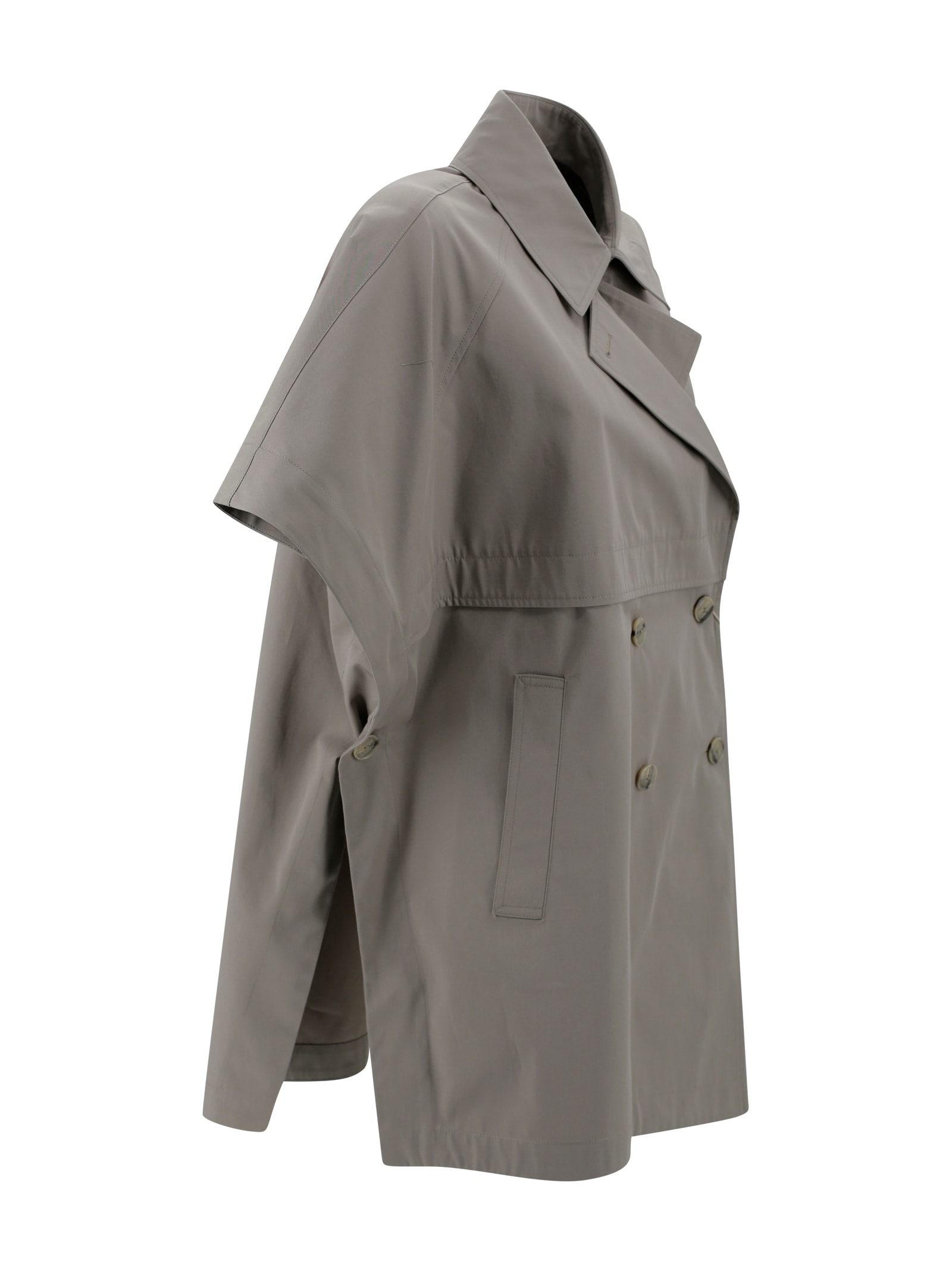 Herno Double-breasted Hooded Trench Coat In Dove Grey