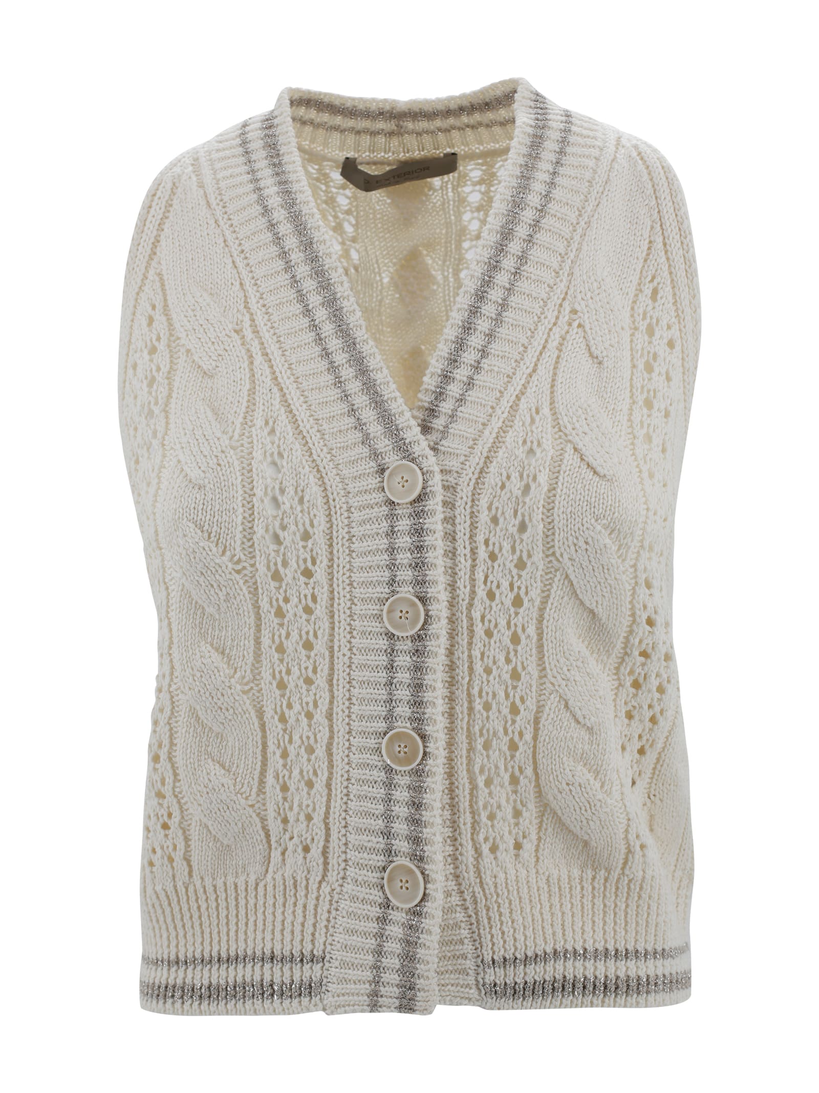 D. Exterior Sweater Vest With Cable Knit Design