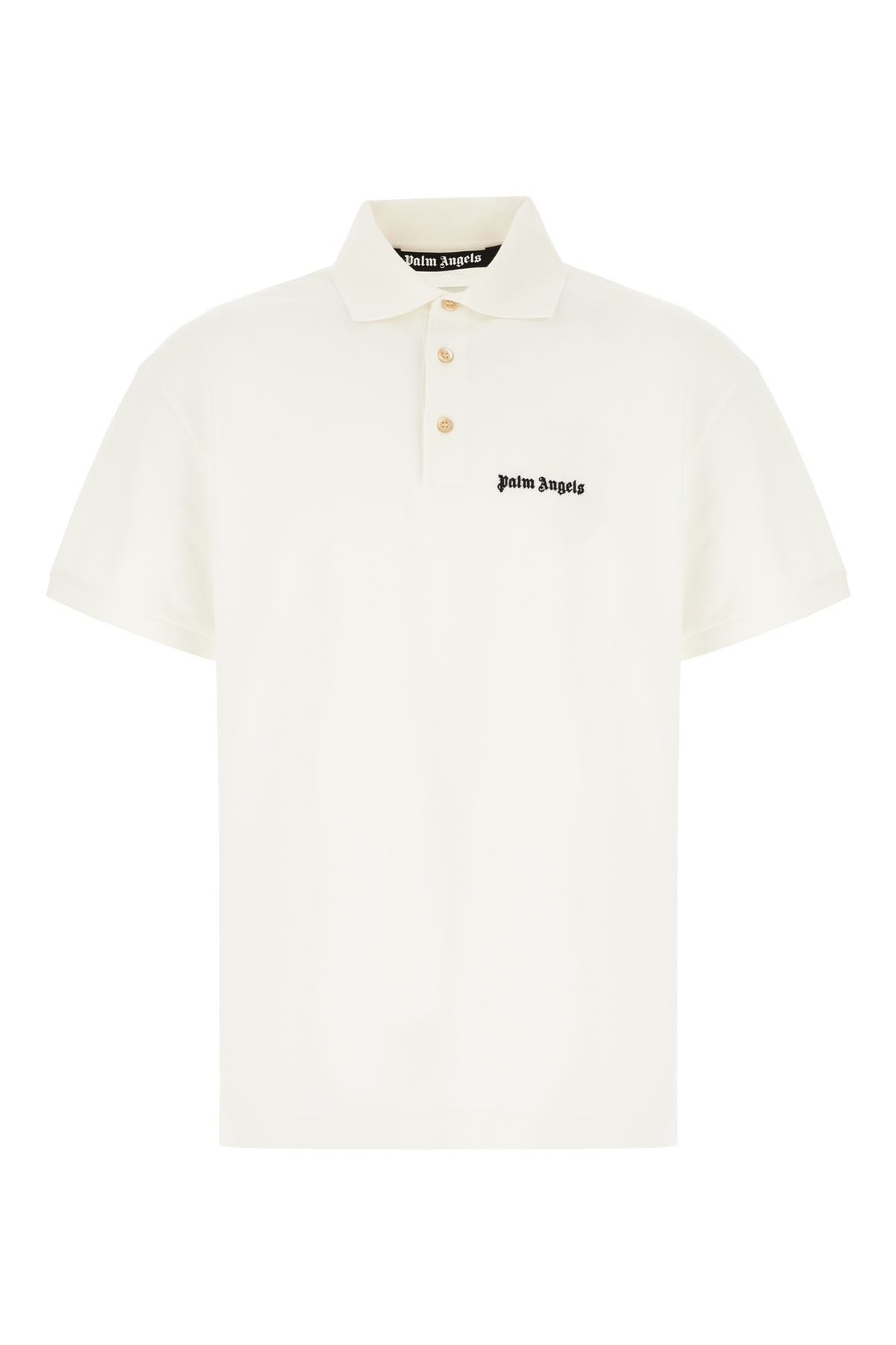 Shop Palm Angels Ivory Piquet Polo Shirt In 0310