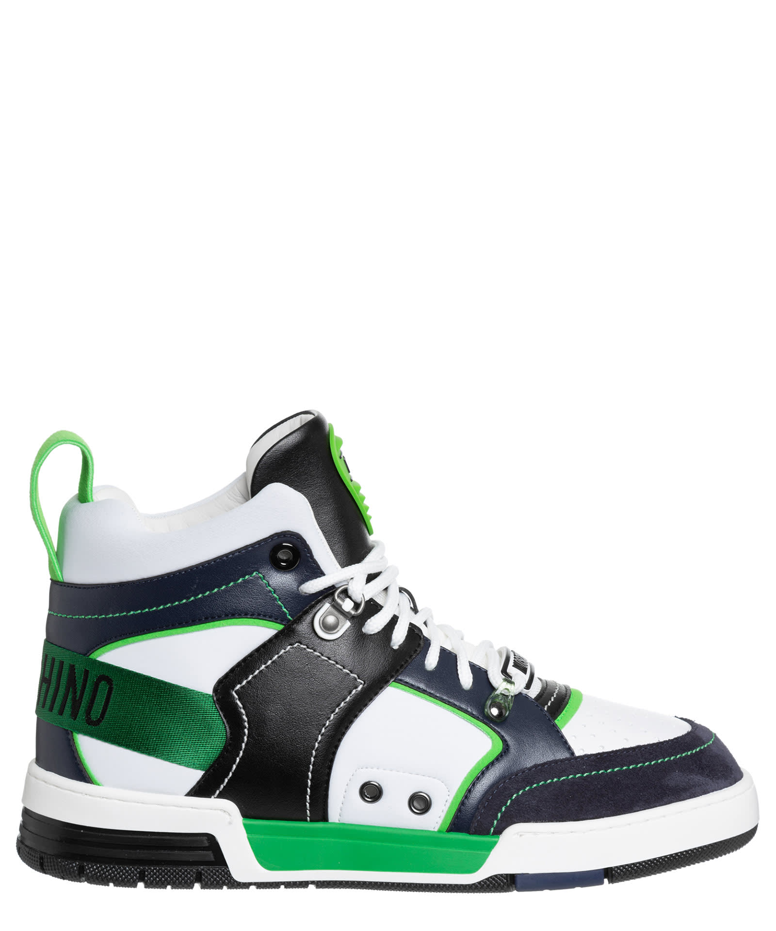 MOSCHINO KEVIN40 LEATHER HIGH-TOP SNEAKERS