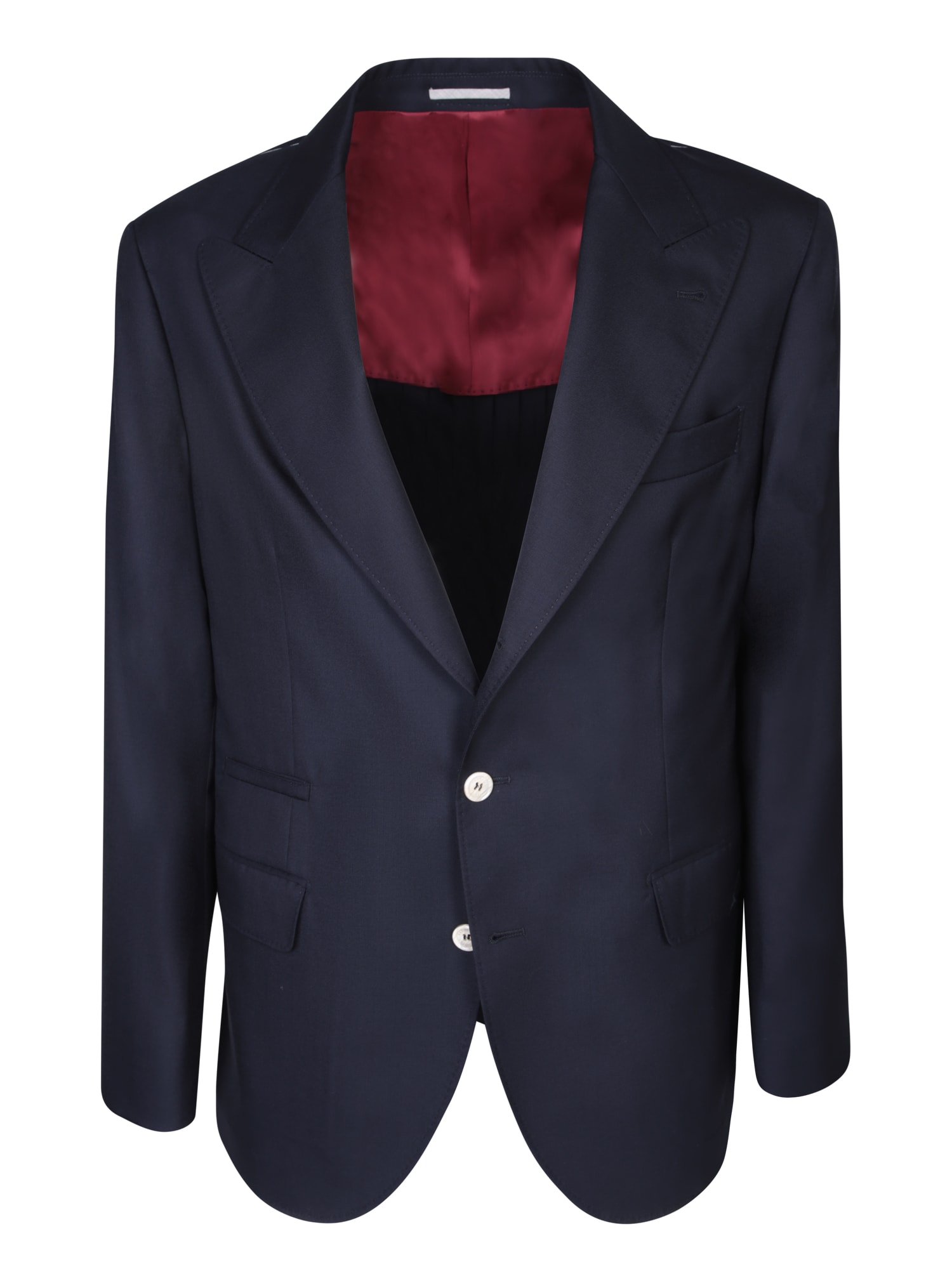 Shop Brunello Cucinelli Single-breasted Dark Blue Jacket