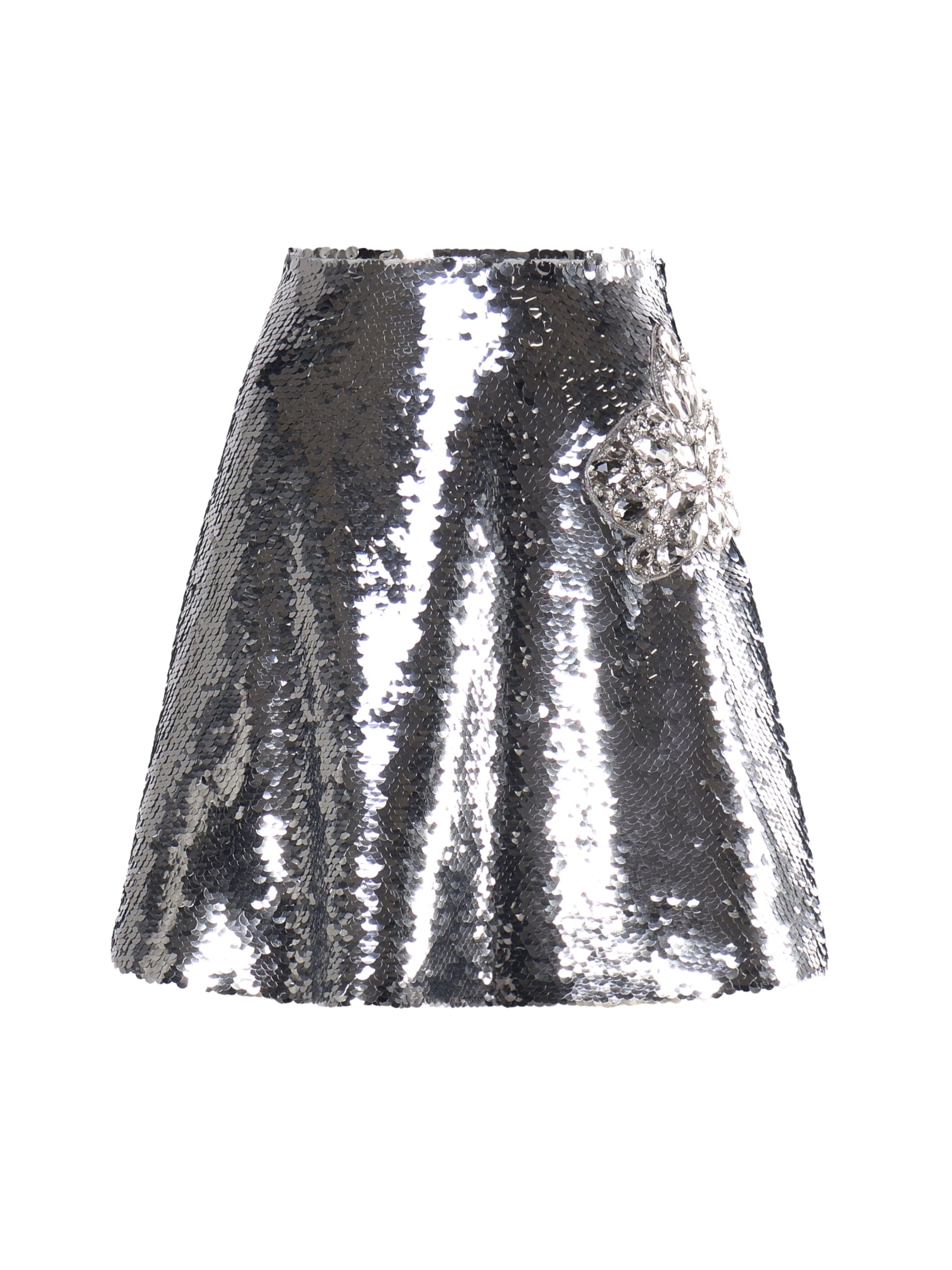 Shop Genny Bright Mini Skirt In Silver