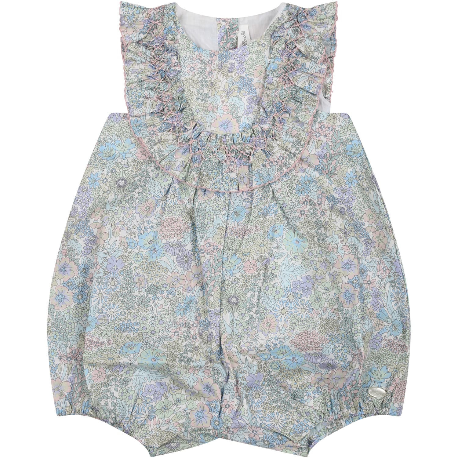 Shop Tartine Et Chocolat Light Blue Romper For Baby Girl With Floral Print