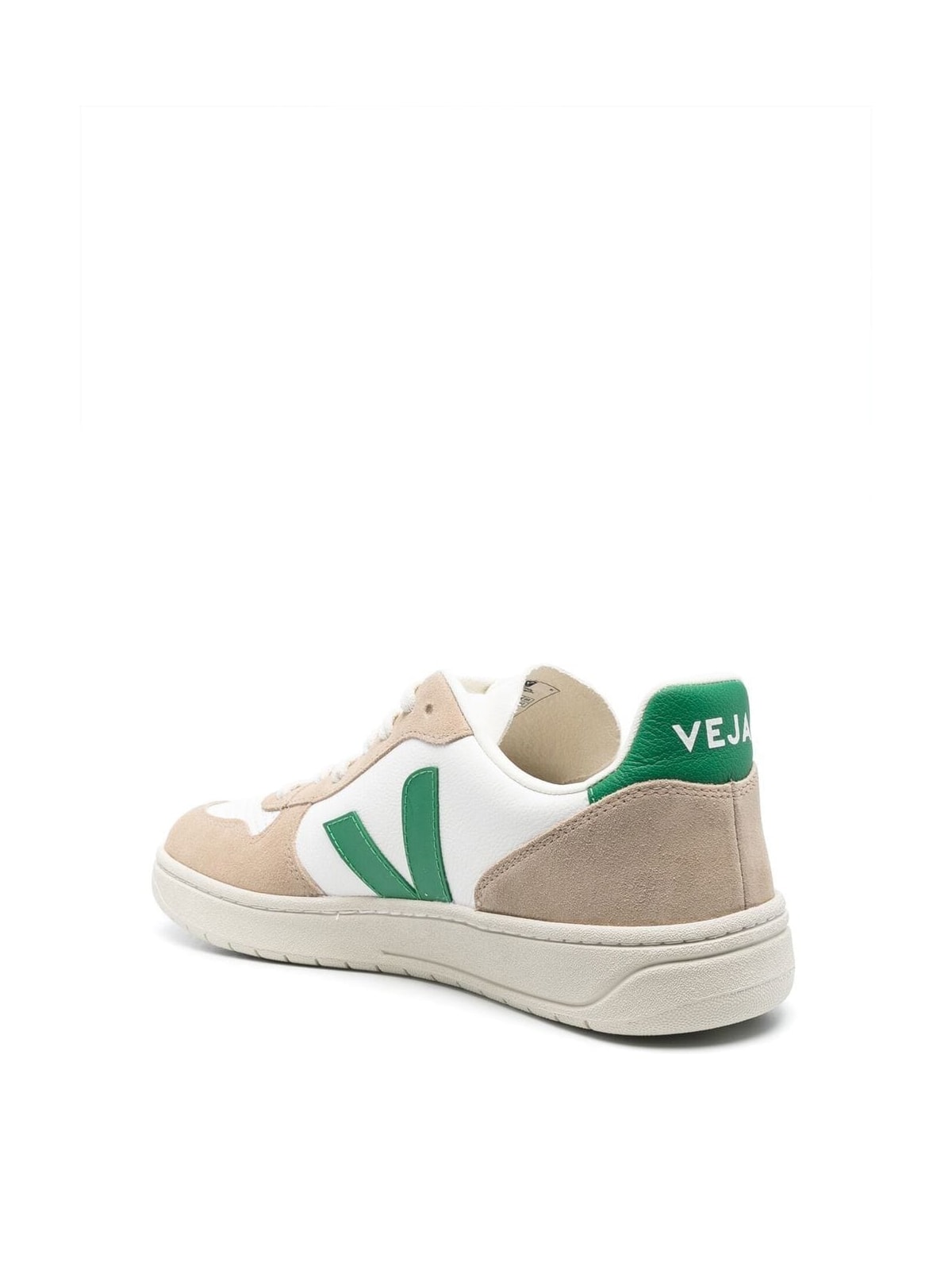 Shop Veja V10 Chromefree Leather Sneakers In Extra White Emeraude Sahara