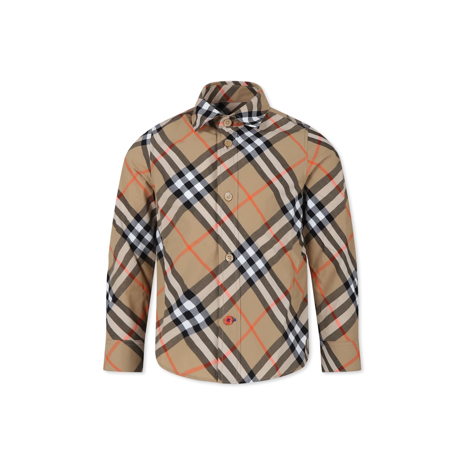 Burberry Kids' Beige Shirt For Boy With Vintage Check