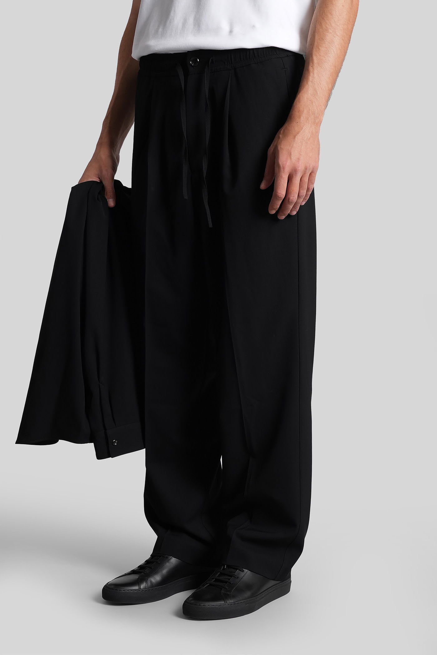 Attachment Pants In Black Wool In Black