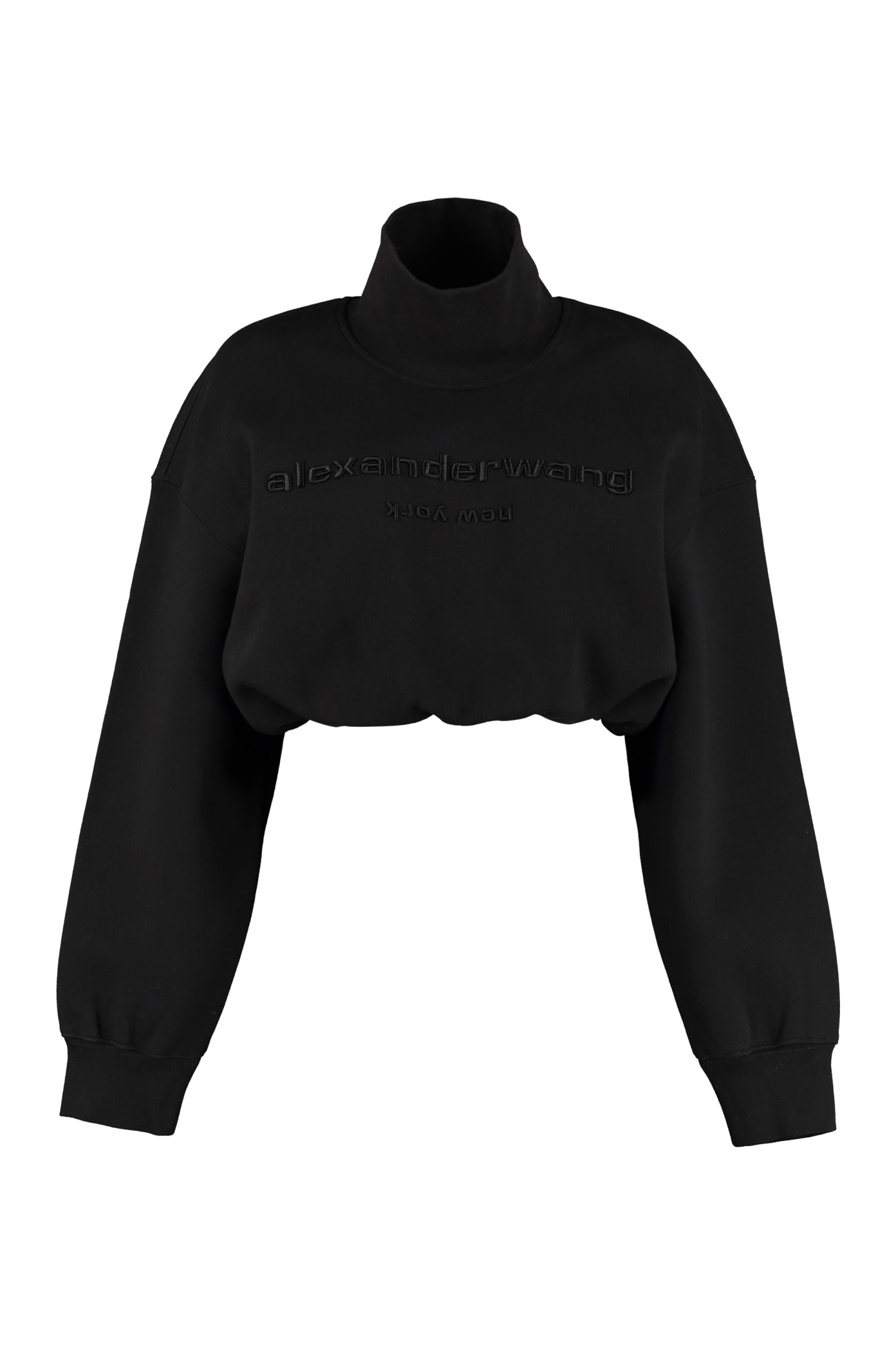 Alexander Wang Cropped Sweatshirt With Logo In Black