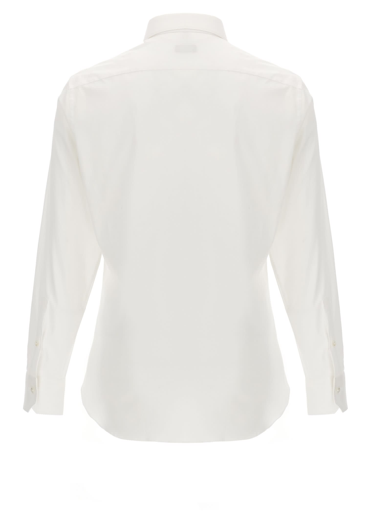 Shop Zegna Stretch Poplin Shirt In White