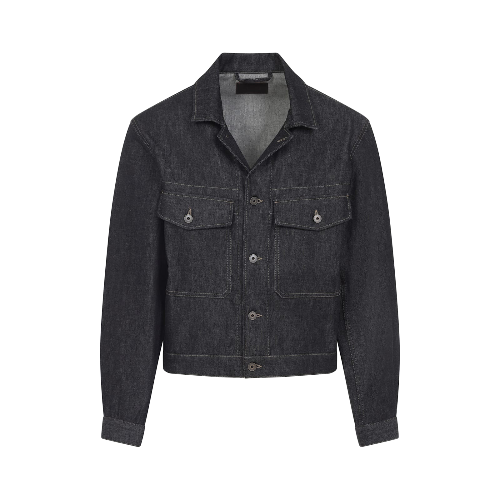 Lemaire Patch-pocket Denim Jacket In Gray