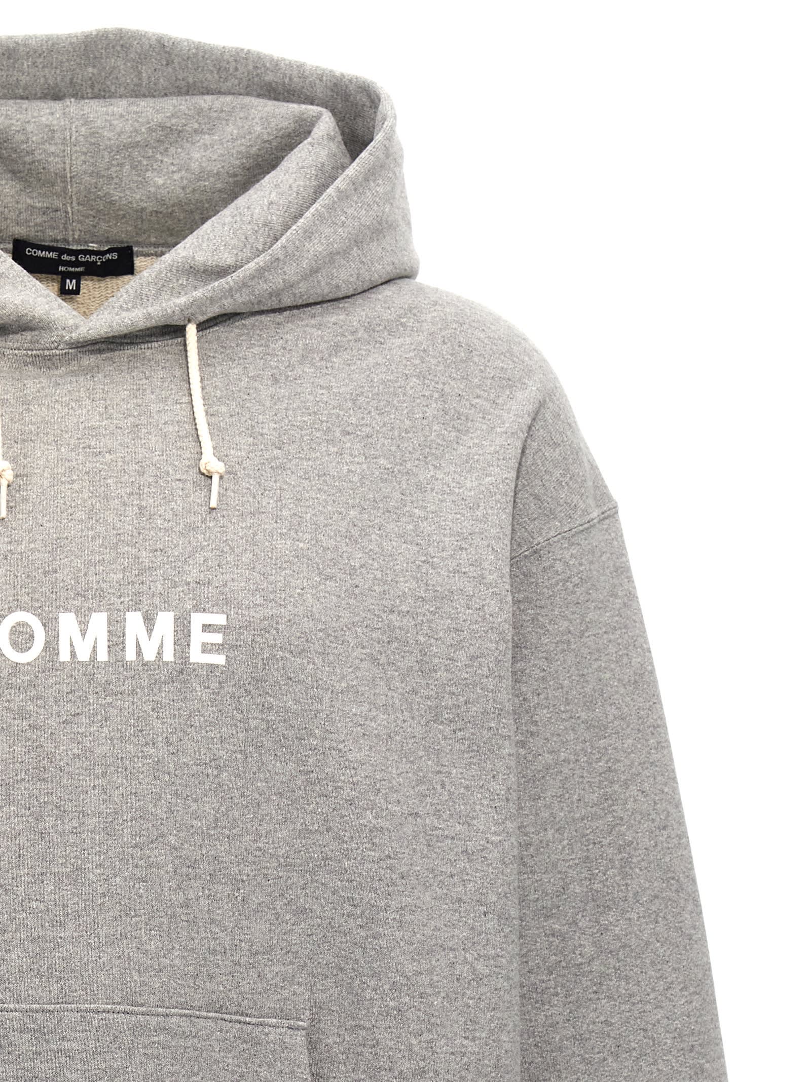 Shop Comme Des Garçons Homme Deux Logo Print Hoodie In Gray